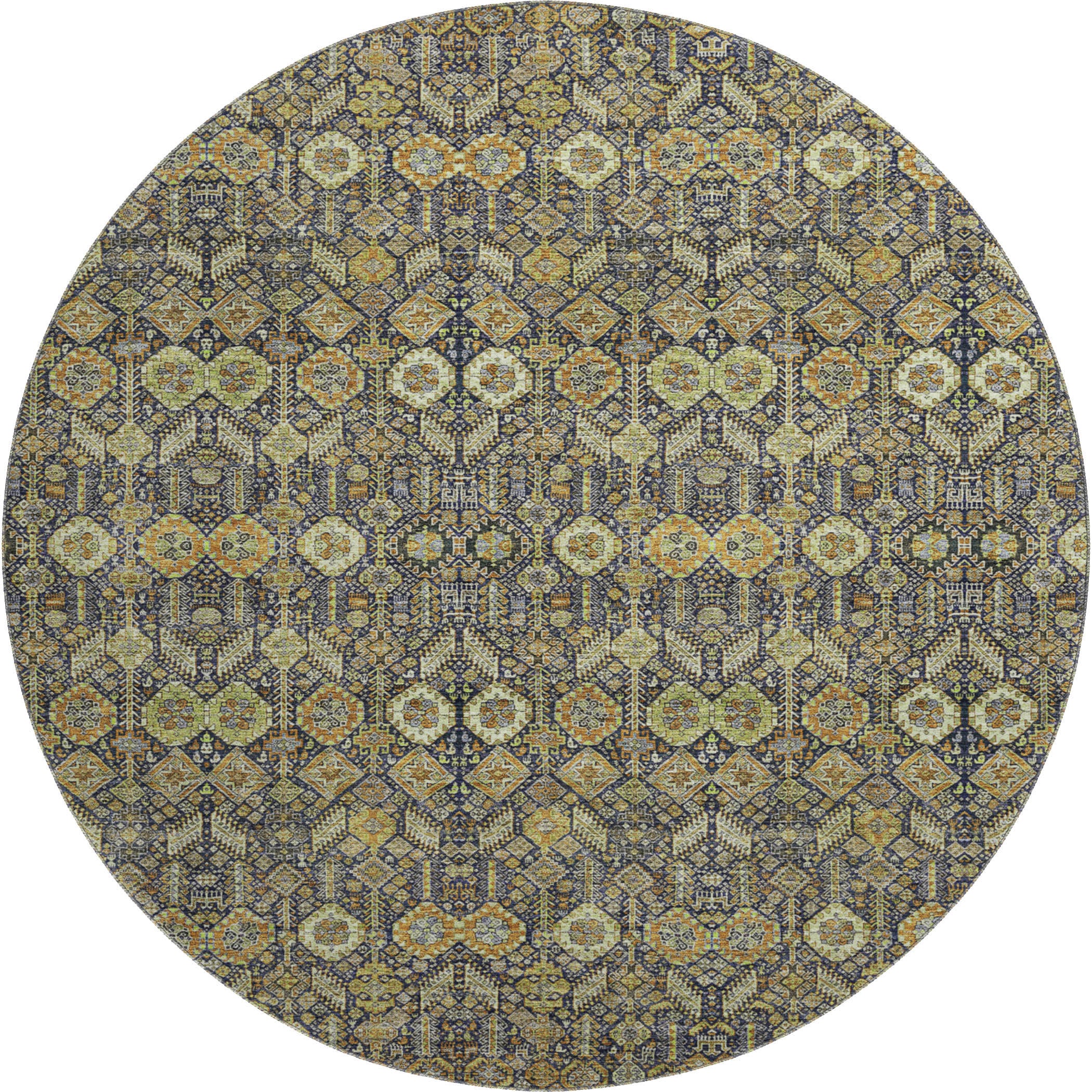 Lucerne Machine Washable Transitional Paprika Orange Rug 8' x 8' #shape_Round