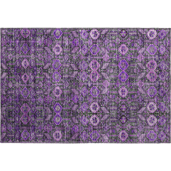 Lucerne Machine Washable Transitional Purple Rug 1'8" x 2'6"