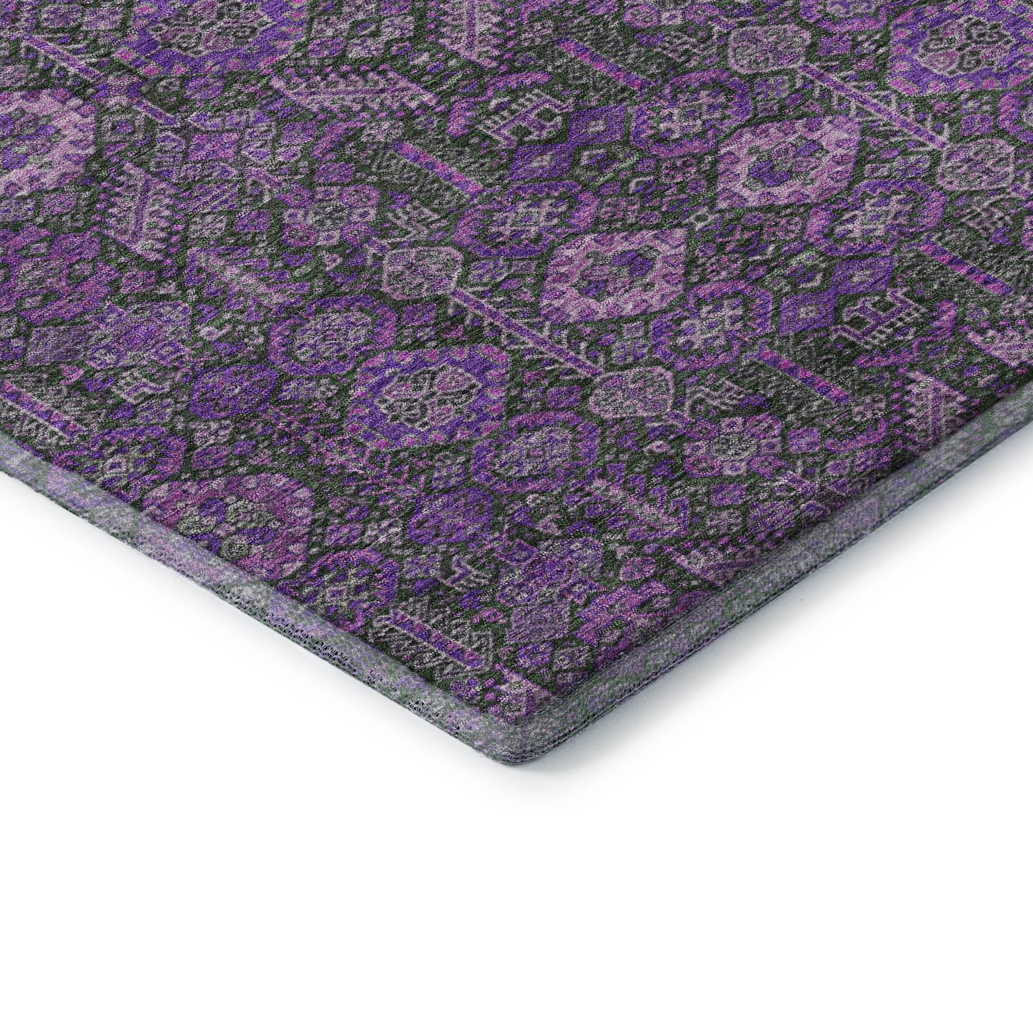 Lucerne Machine Washable Transitional Purple Rug 1'8" x 2'6" #shape_Rectangle