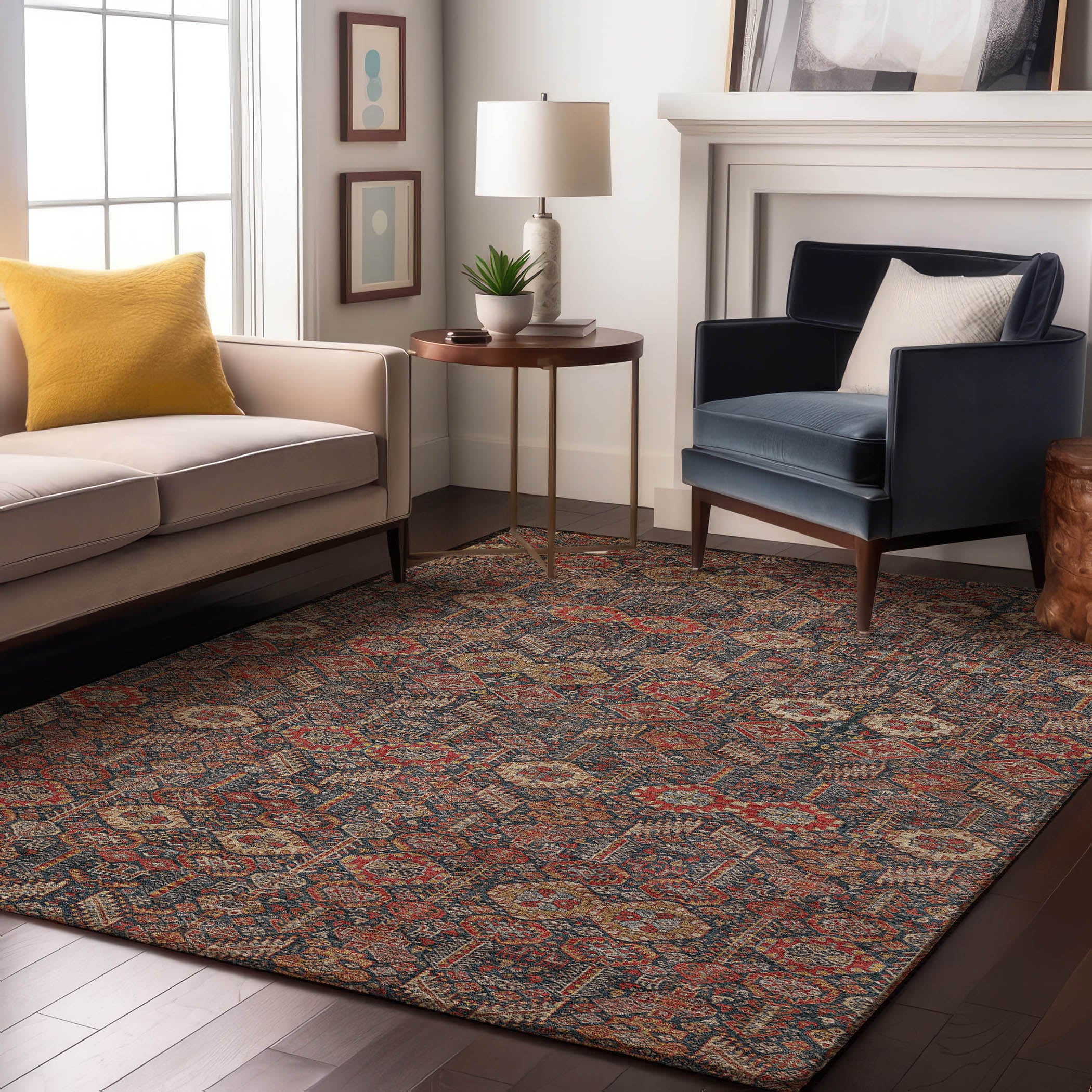 Lucerne Machine Washable Transitional Red Rug 2'6" x 3'10" #shape_Rectangle