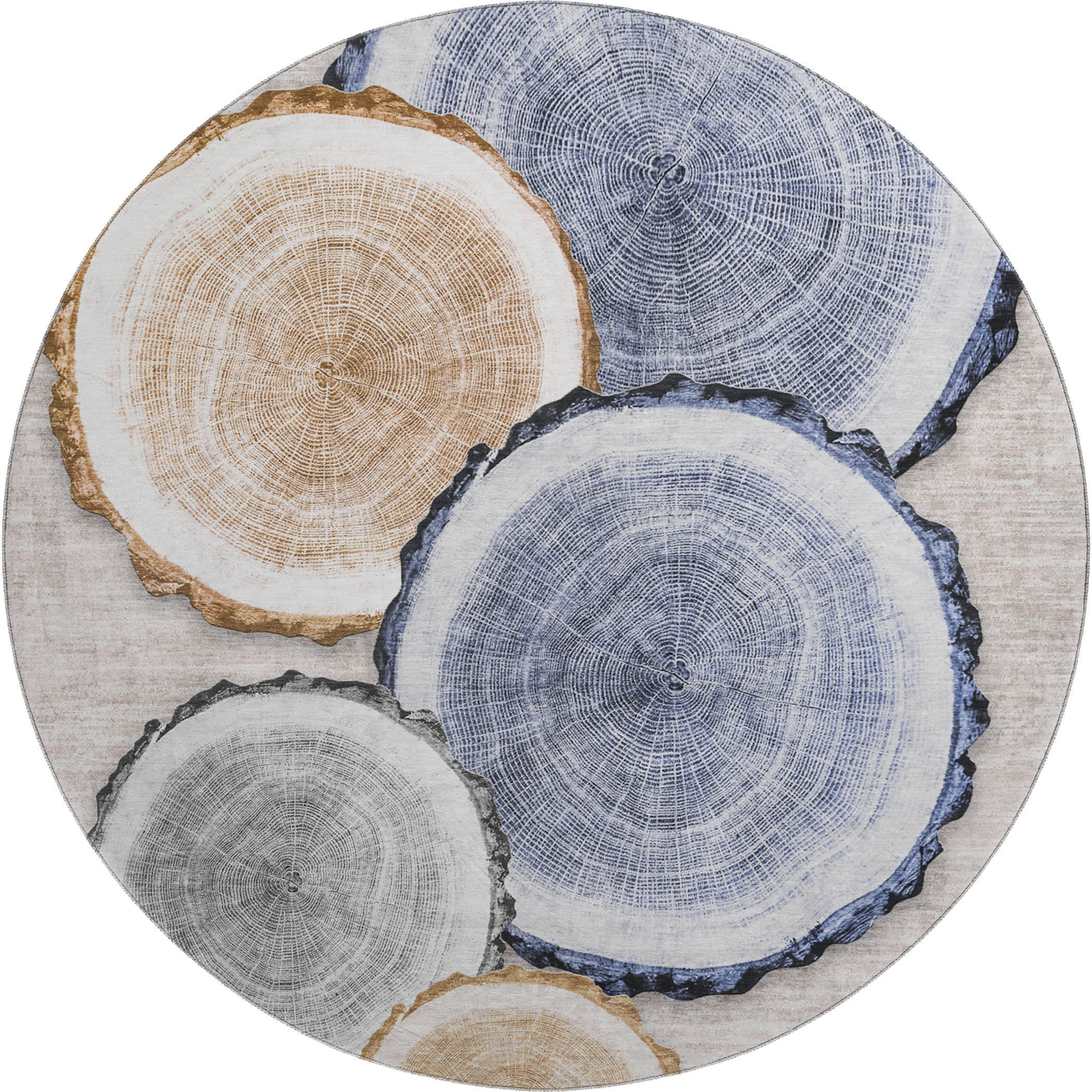 Dublin Machine Washable Transitional Beige Brown Rug 8' x 8' #shape_Round