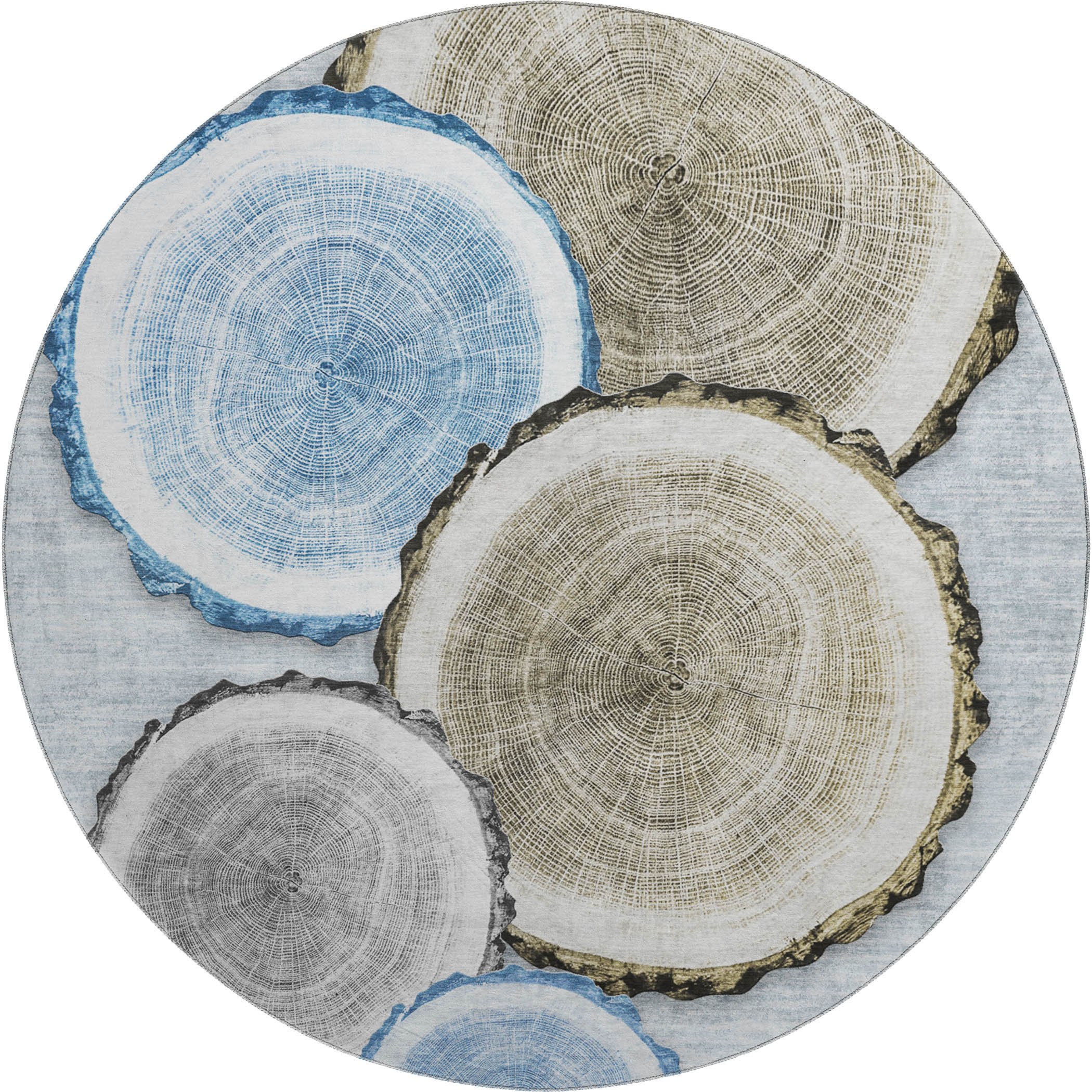 Dublin Machine Washable Transitional Blue Rug 8' x 8' #shape_Round