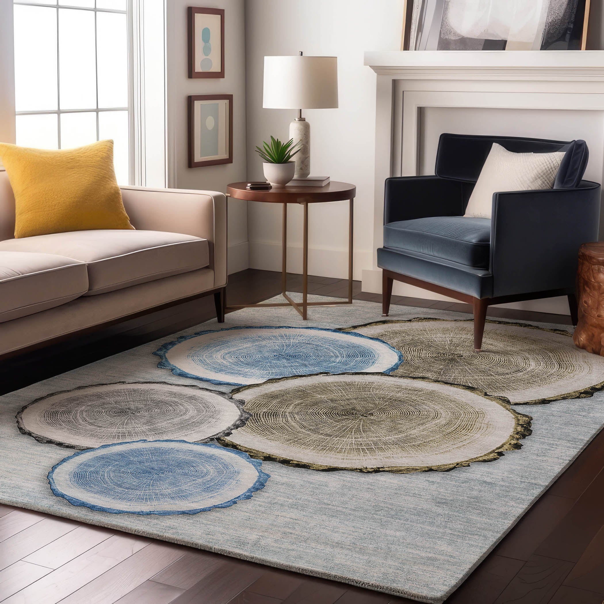 Dublin Machine Washable Transitional Blue Rug 2'6" x 3'10" #shape_Rectangle