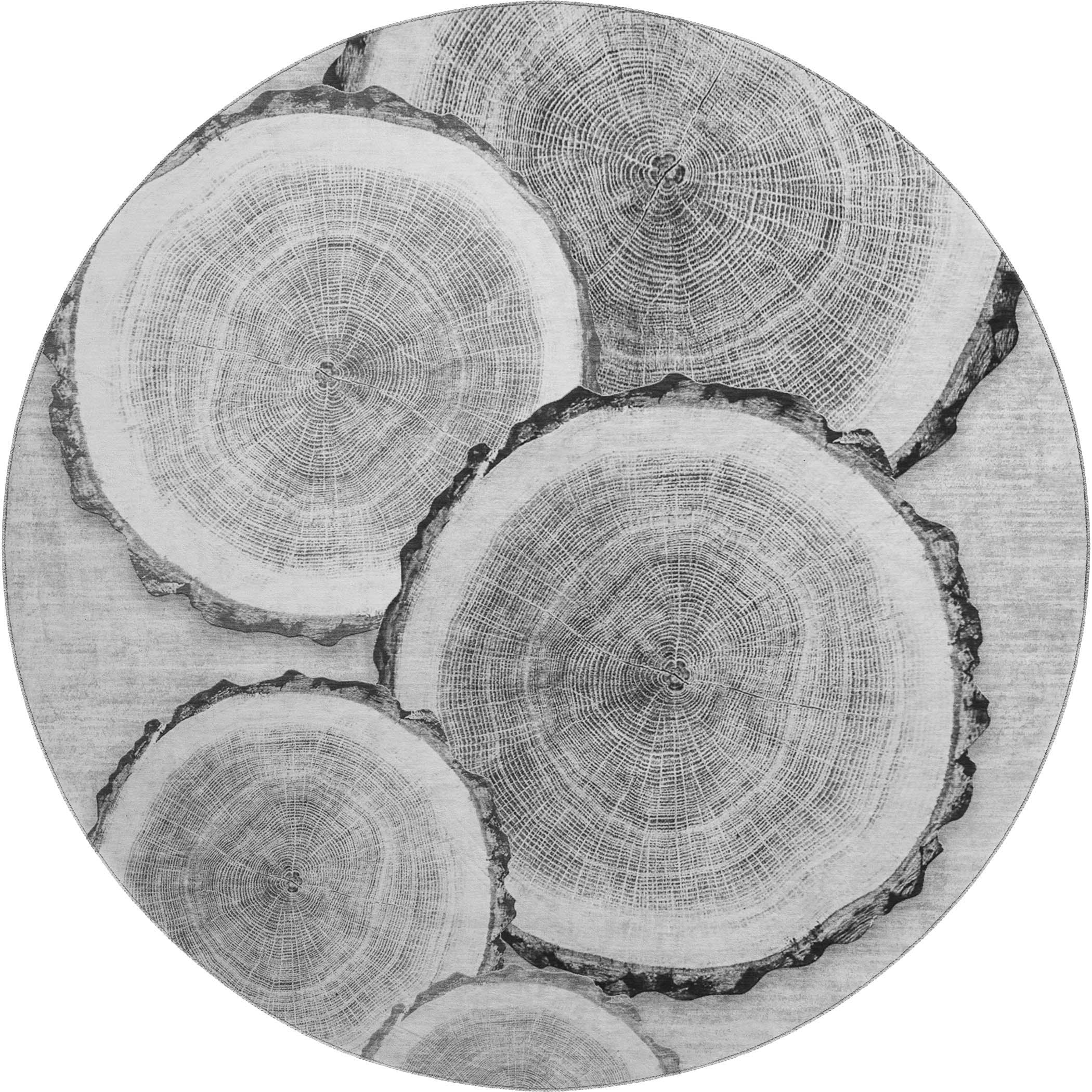 Dublin Machine Washable Transitional Gray Rug 8' x 8' #shape_Round