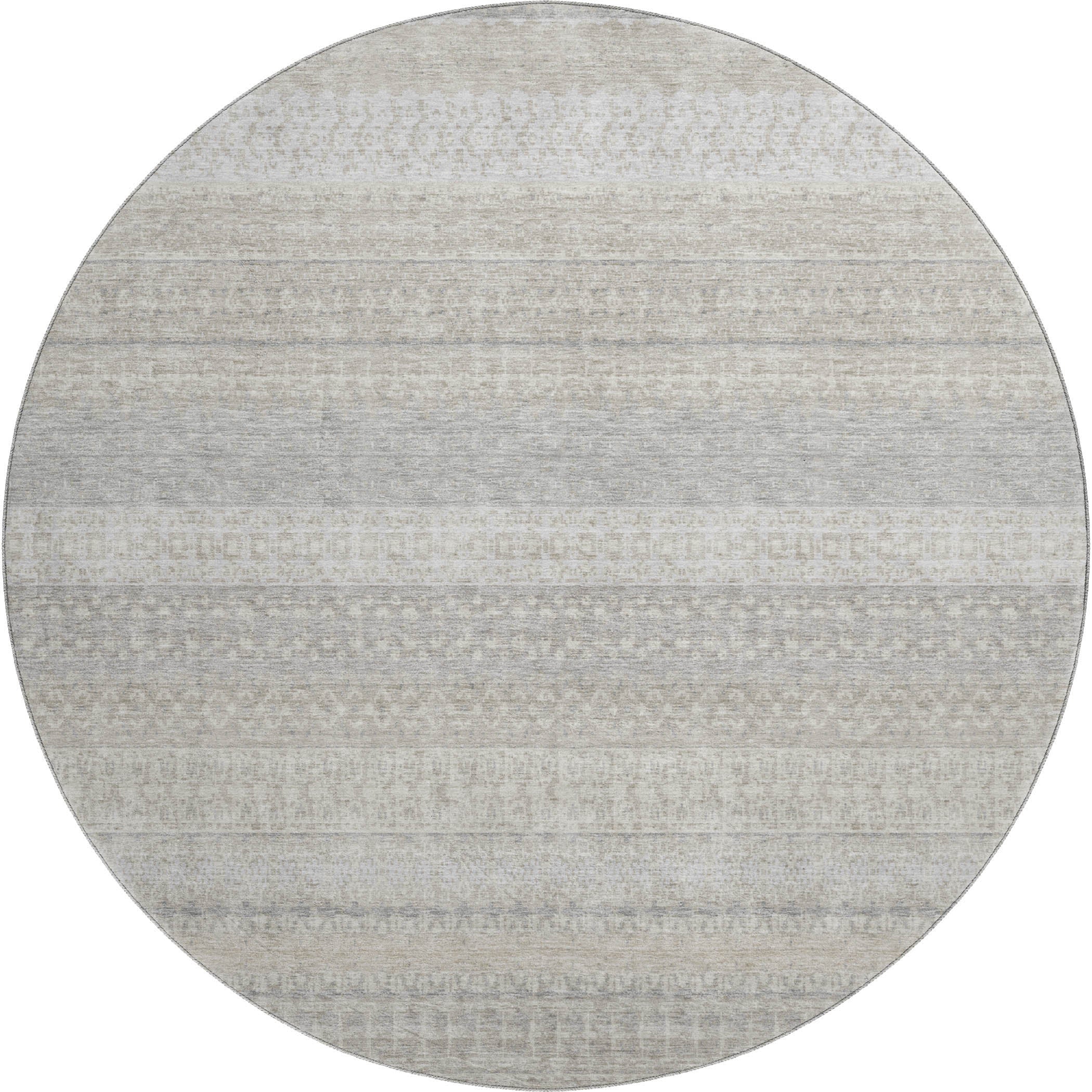 Budapest Machine Washable Transitional Ivory Rug 8' x 8' #shape_Round