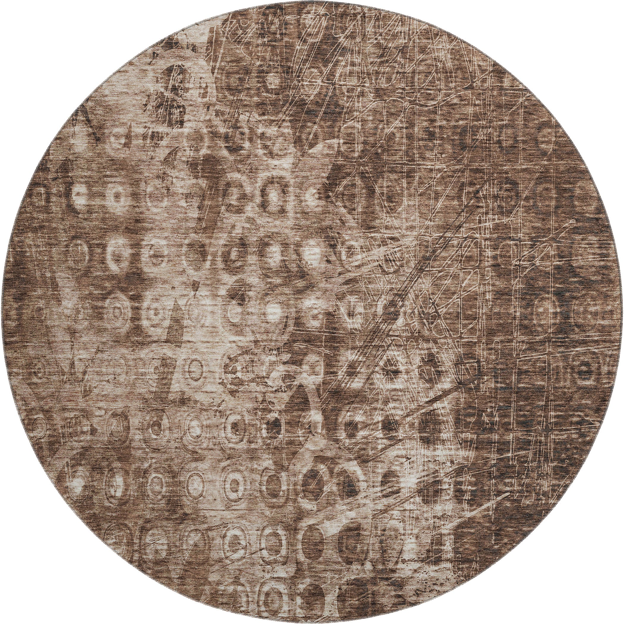 Luang Prabang Machine Washable Transitional Chocolate Brown Rug 8' x 8' #shape_Round
