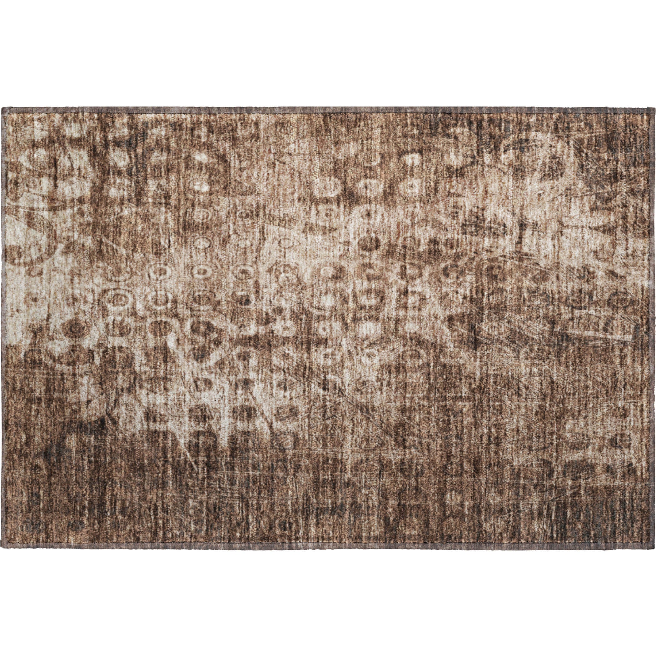 Luang Prabang Machine Washable Transitional Chocolate Brown Rug 1'8" x 2'6" #shape_Rectangle