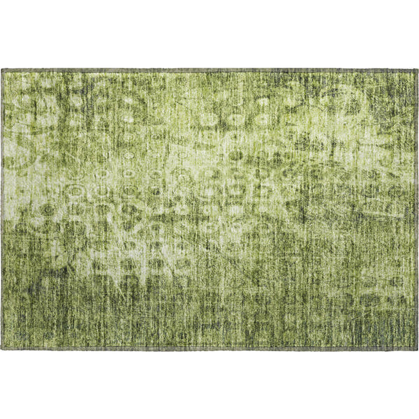 Luang Prabang Machine Washable Transitional Olive Green Rug 1'8" x 2'6"