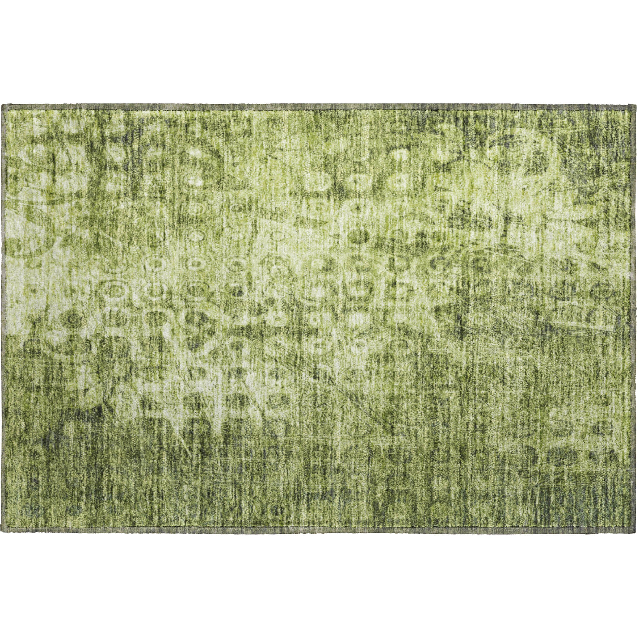 Luang Prabang Machine Washable Transitional Olive Green Rug 1'8" x 2'6" #shape_Rectangle