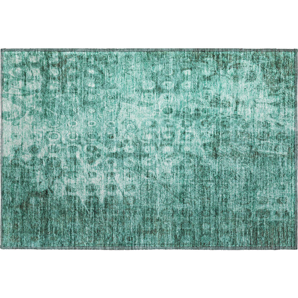 Luang Prabang Machine Washable Transitional Teal Rug 1'8" x 2'6"