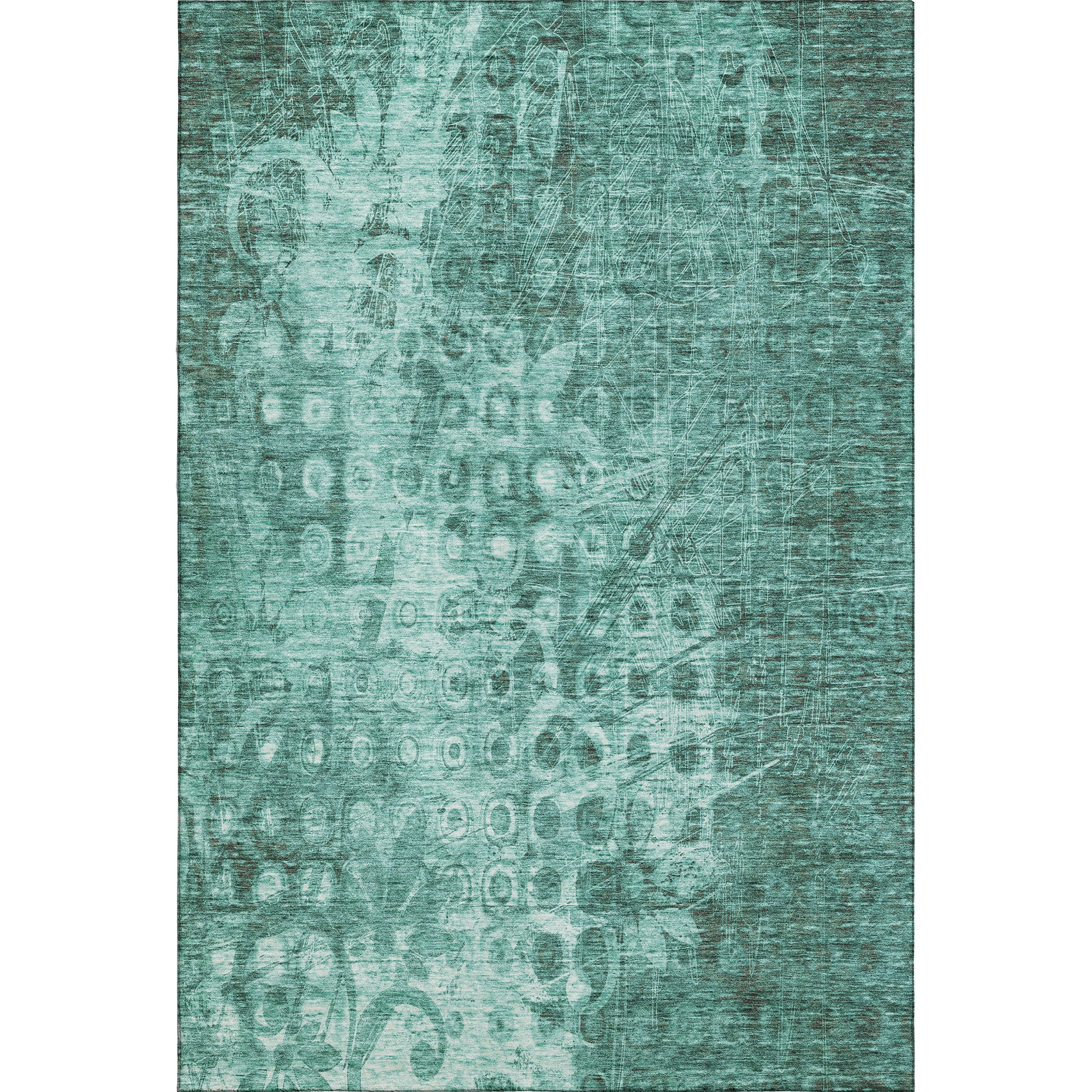 Luang Prabang Machine Washable Transitional Teal Rug 2'6" x 3'10" #shape_Rectangle