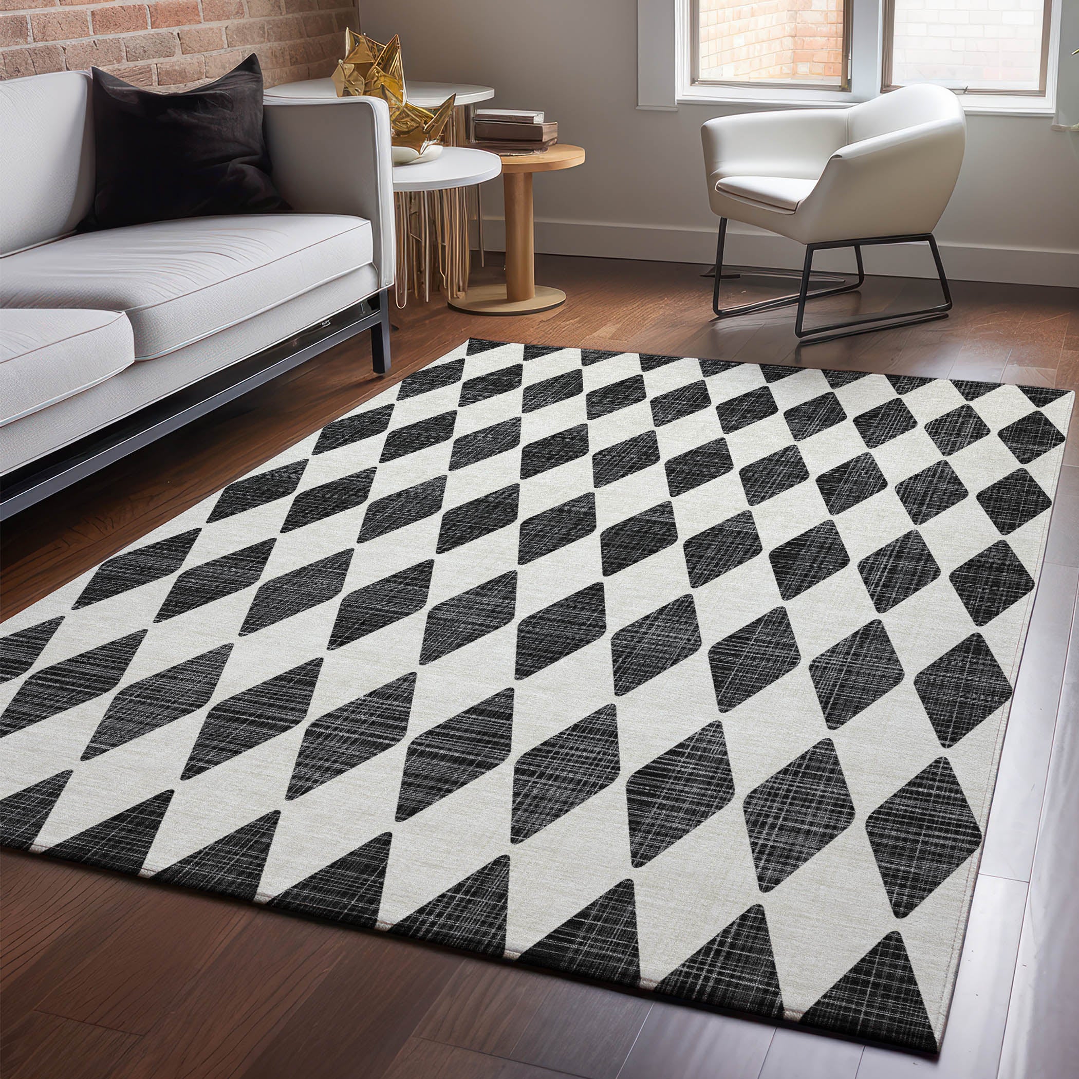 Vienna Machine Washable Transitional Black Rug 2'6" x 3'10" #shape_Rectangle
