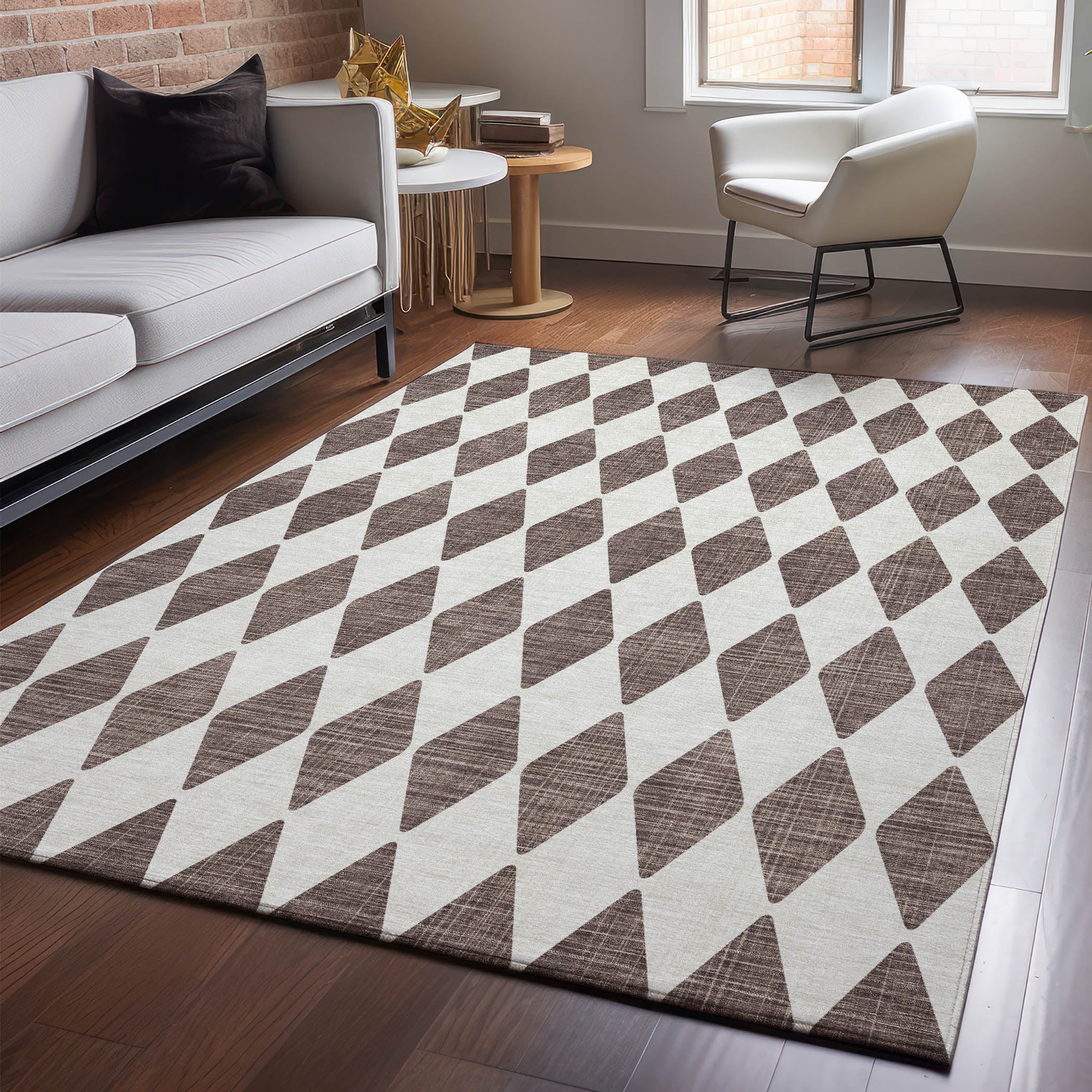 Vienna Machine Washable Transitional Brown Rug 2'6" x 3'10" #shape_Rectangle