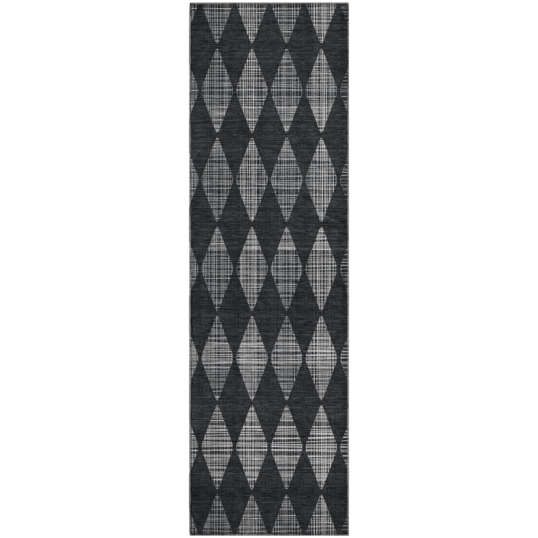 Vienna Machine Washable Transitional Charcoal Gray Rug 2'3" x 7'6" #shape_Runner