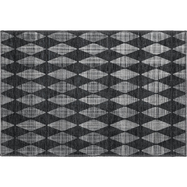 Vienna Machine Washable Transitional Charcoal Gray Rug 1'8" x 2'6"