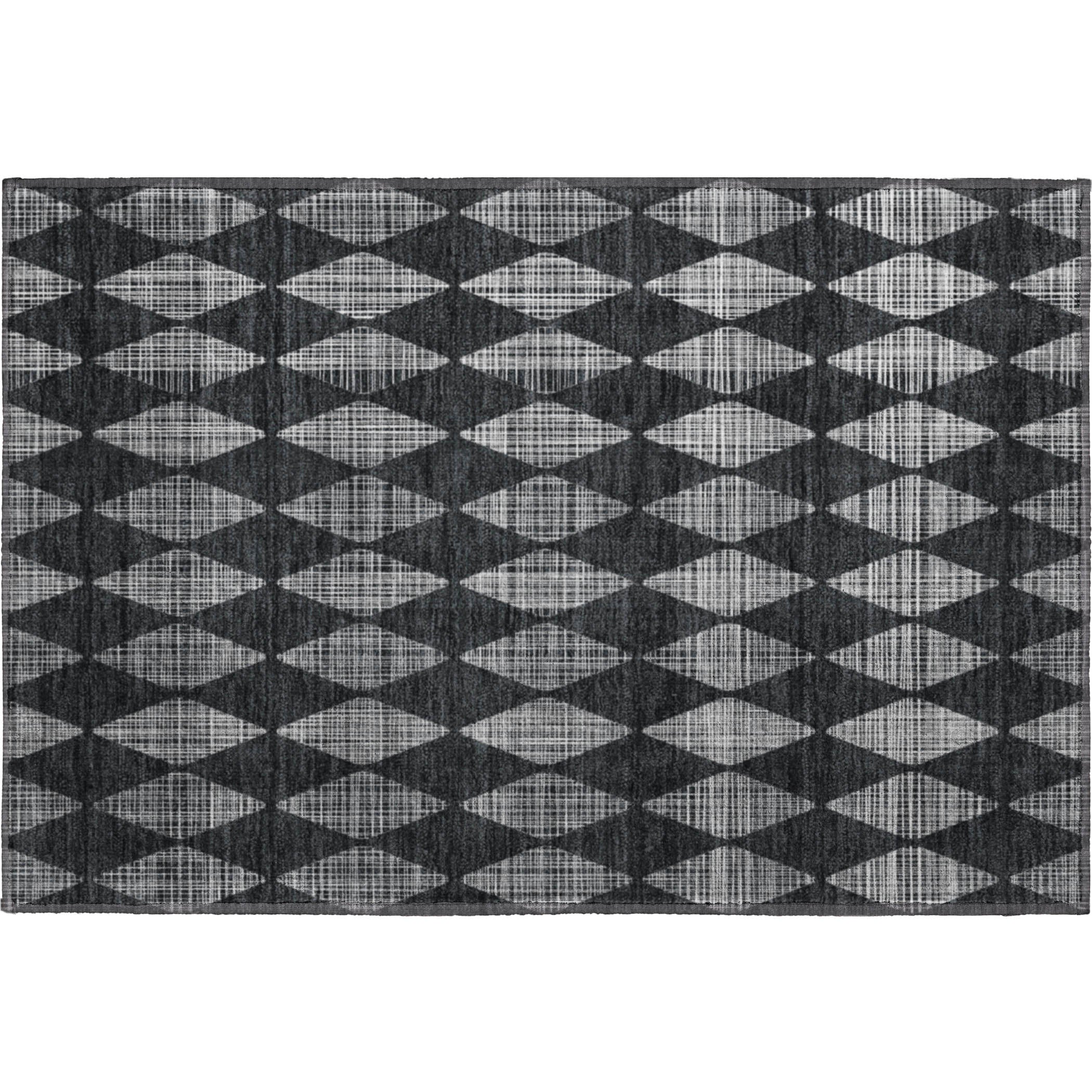 Vienna Machine Washable Transitional Charcoal Gray Rug 1'8" x 2'6" #shape_Rectangle
