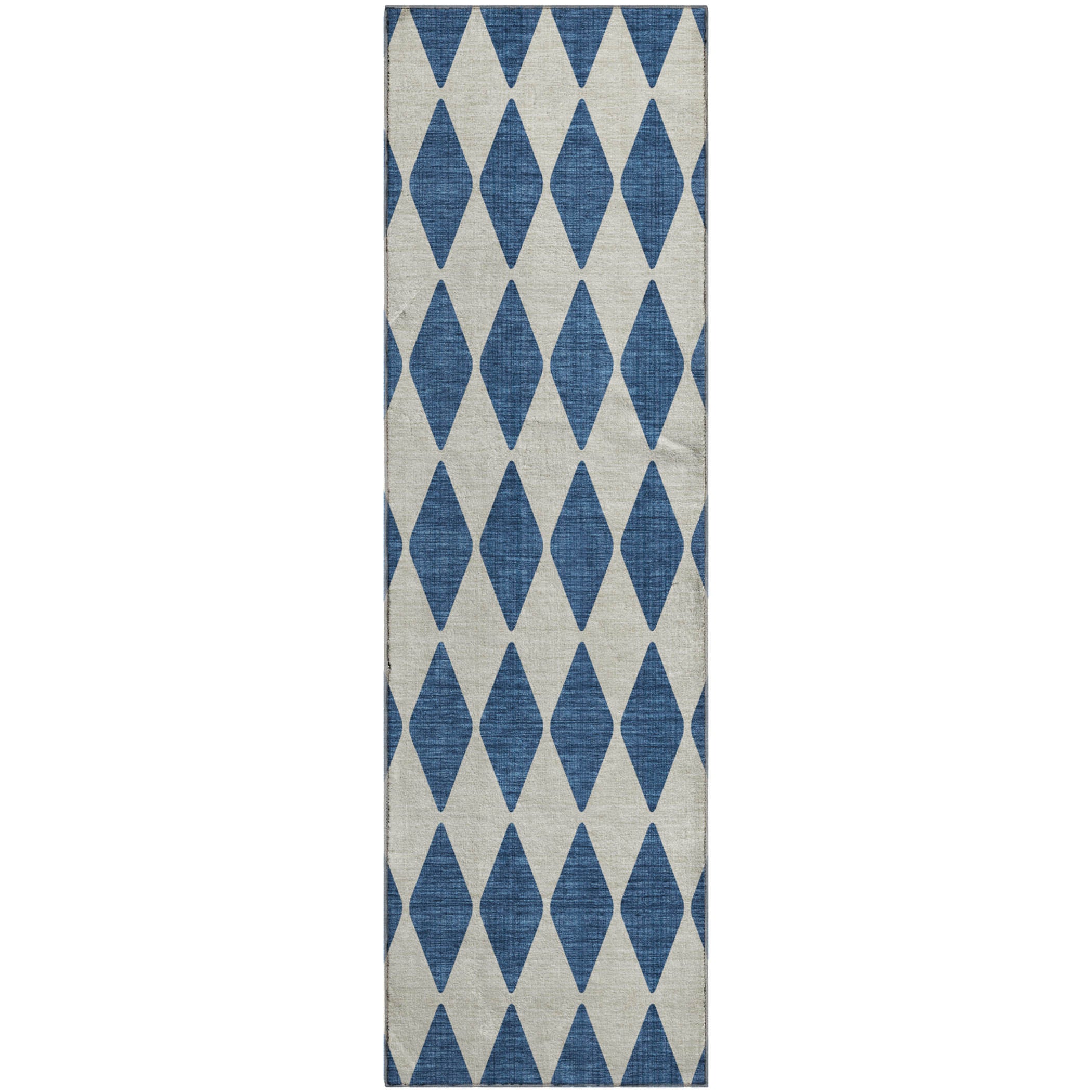 Vienna Machine Washable Transitional Navy Blue Rug 2'3" x 7'6" #shape_Runner