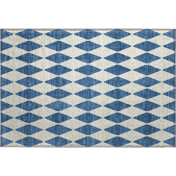 Vienna Machine Washable Transitional Navy Blue Rug 1'8" x 2'6"
