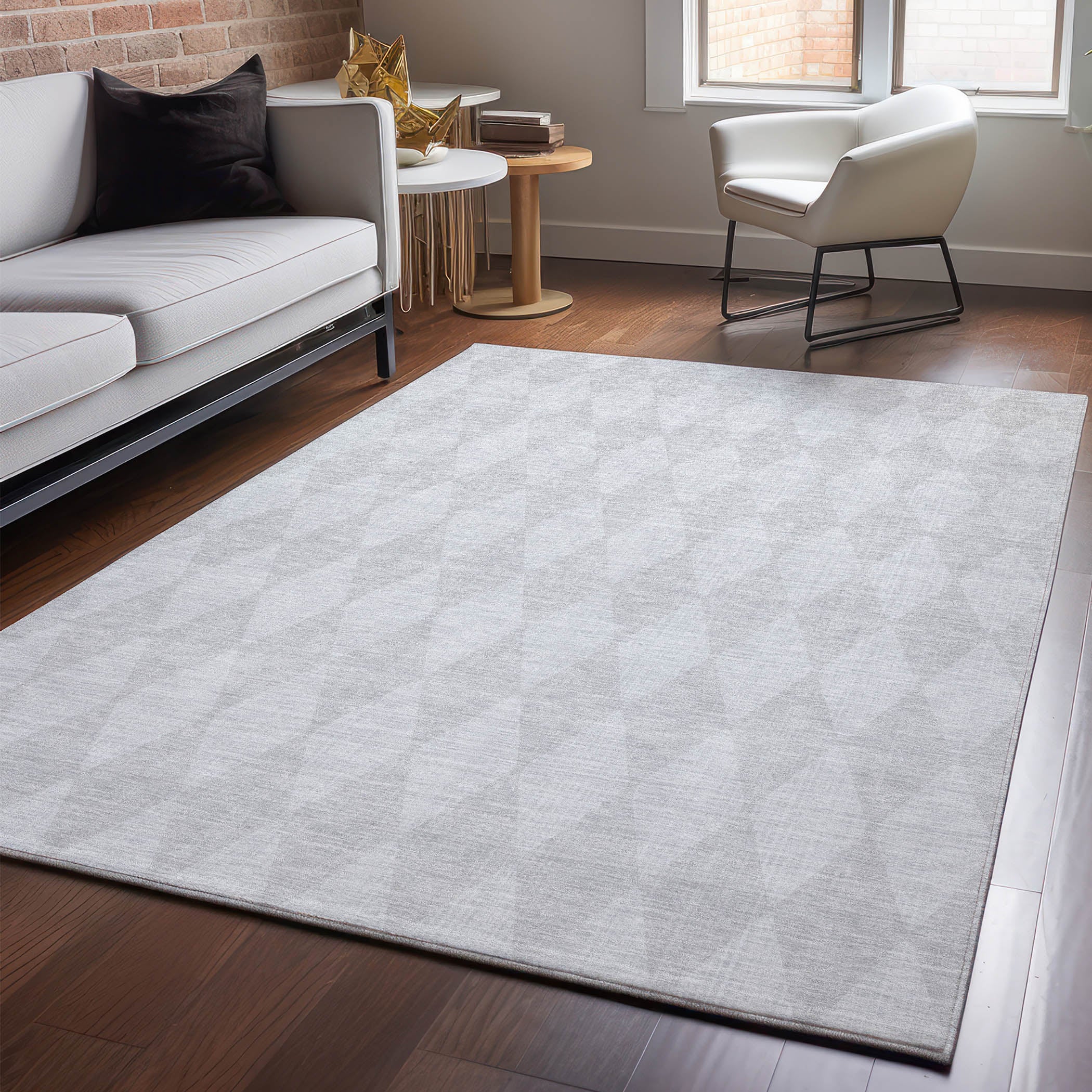 Vienna Machine Washable Transitional Pewter Gray Rug 2'6" x 3'10" #shape_Rectangle