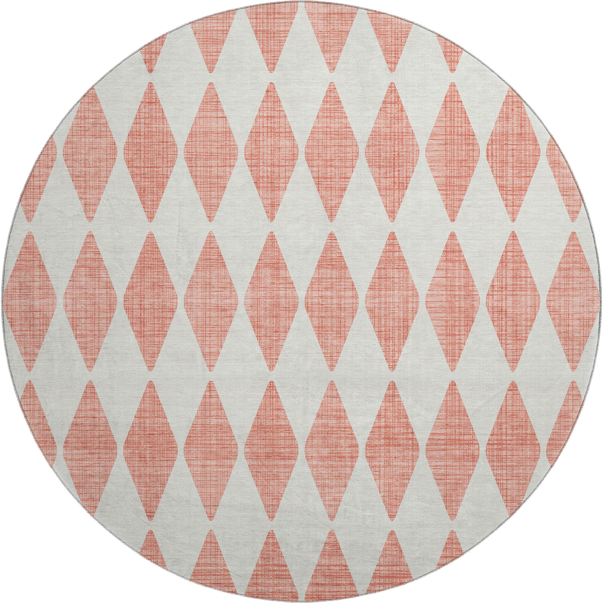 Vienna Machine Washable Transitional Salmon Orange Rug 8' x 8' #shape_Round