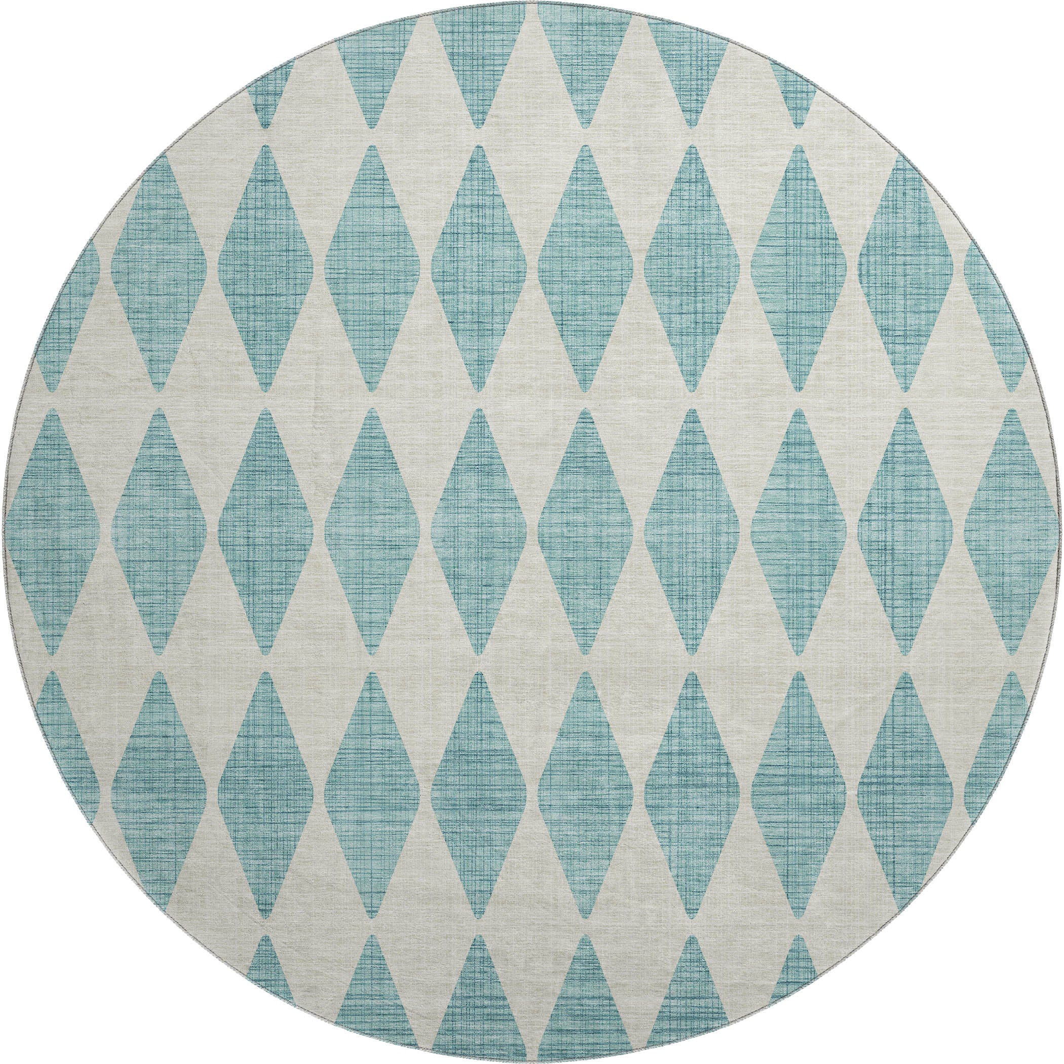 Vienna Machine Washable Transitional Teal Rug 8' x 8' #shape_Round