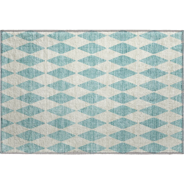 Vienna Machine Washable Transitional Teal Rug 1'8" x 2'6"