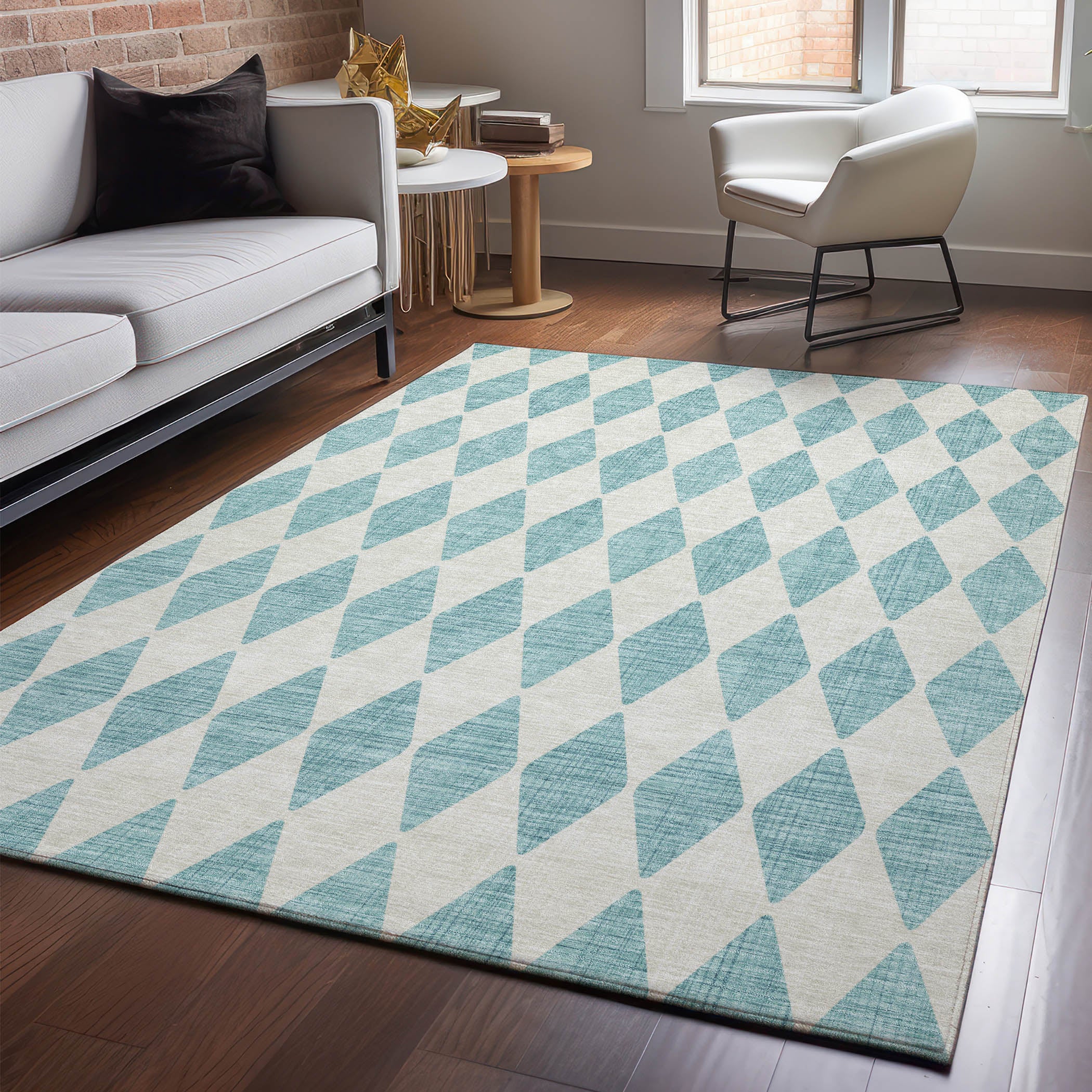 Vienna Machine Washable Transitional Teal Rug 2'6" x 3'10" #shape_Rectangle