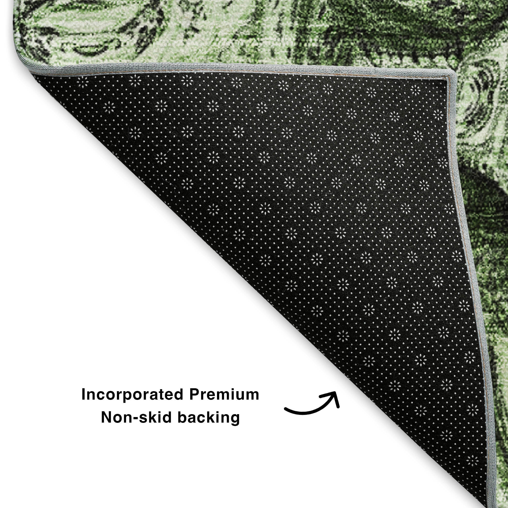 Cartagena Machine Washable Transitional Green Rug 1'8" x 2'6" #shape_Rectangle