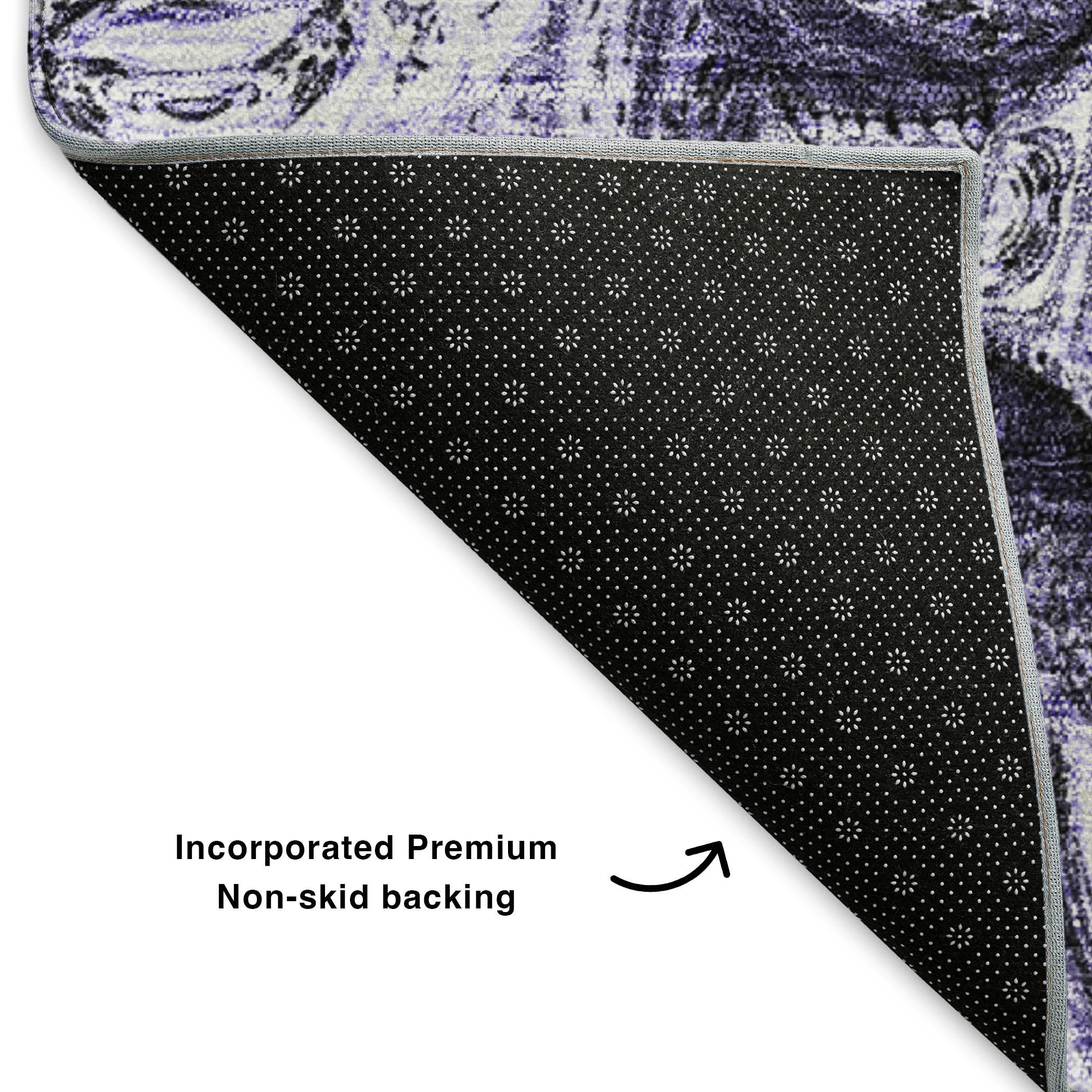 Cartagena Machine Washable Transitional Purple Rug 1'8" x 2'6" #shape_Rectangle