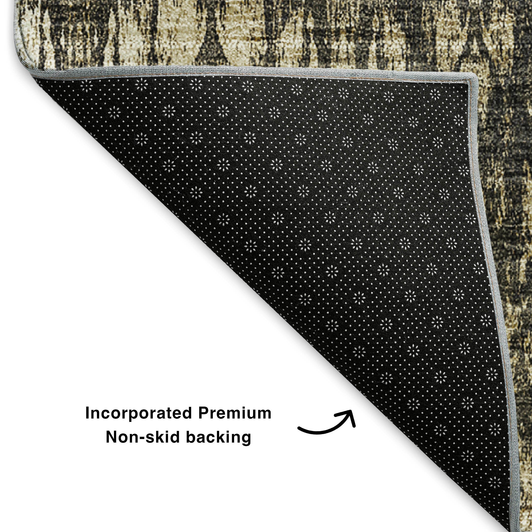Lima Machine Washable Transitional Black Rug 1'8" x 2'6" #shape_Rectangle