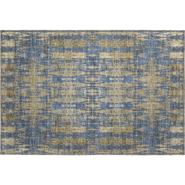Lima Machine Washable Transitional Blue Rug 1'8" x 2'6"