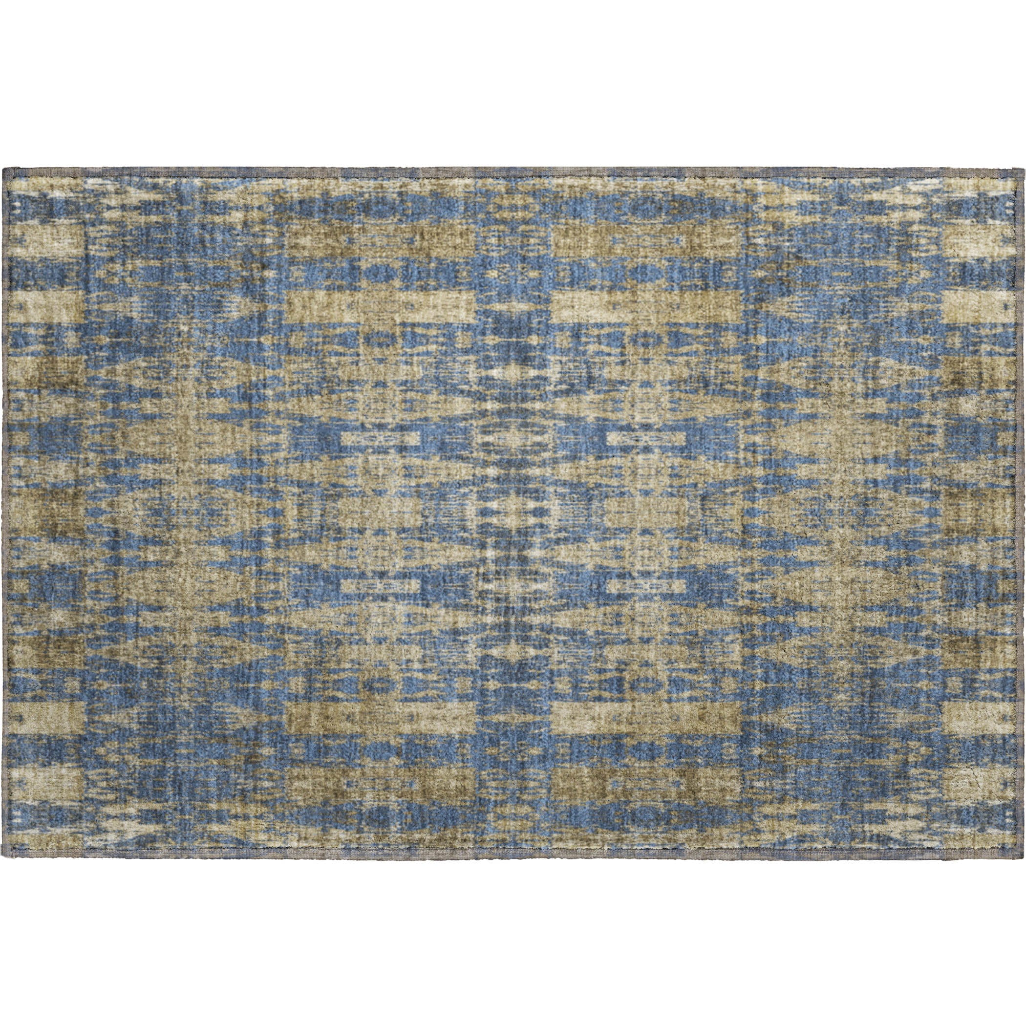 Lima Machine Washable Transitional Blue Rug 1'8" x 2'6" #shape_Rectangle