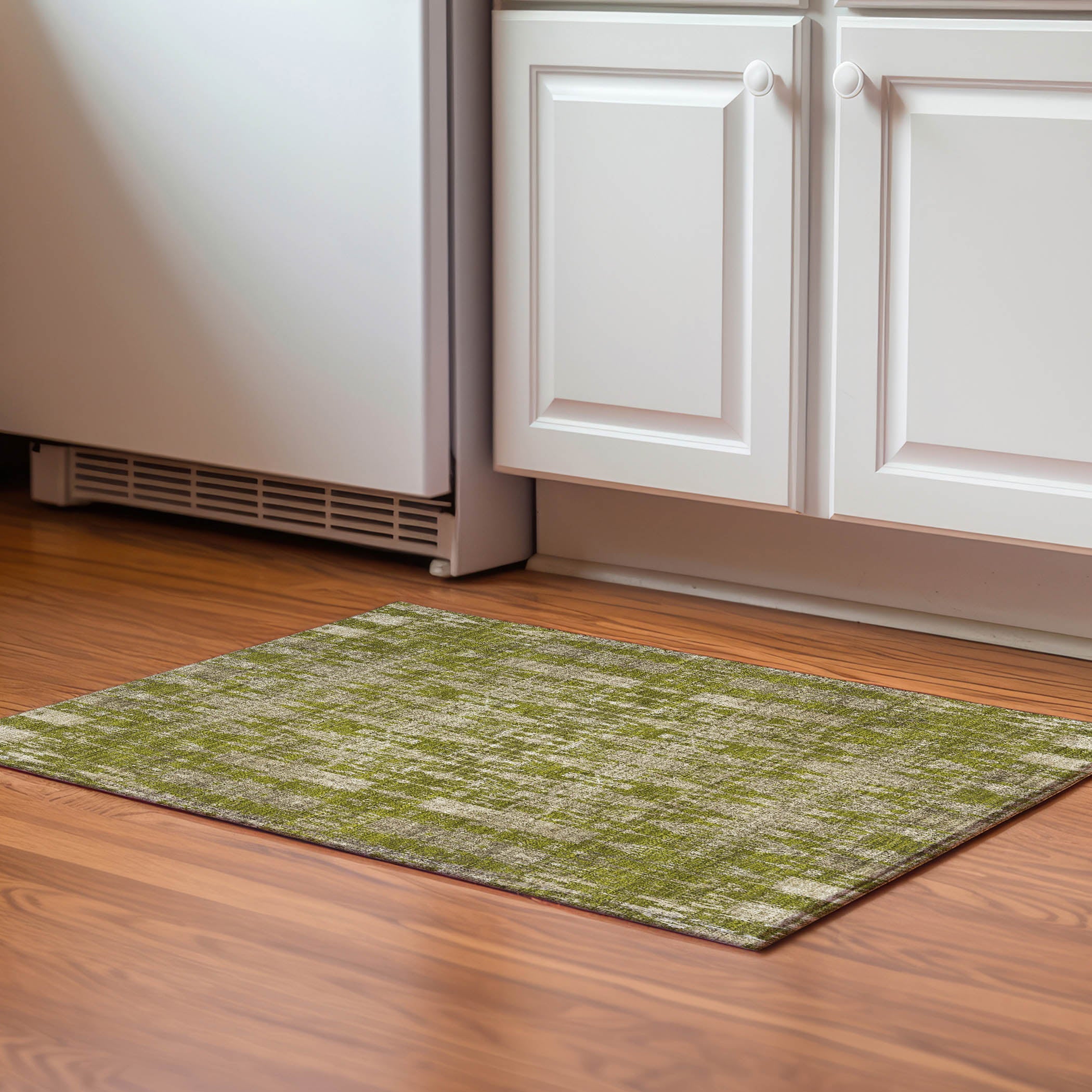 Lima Machine Washable Transitional Olive Green Rug 1'8" x 2'6" #shape_Rectangle
