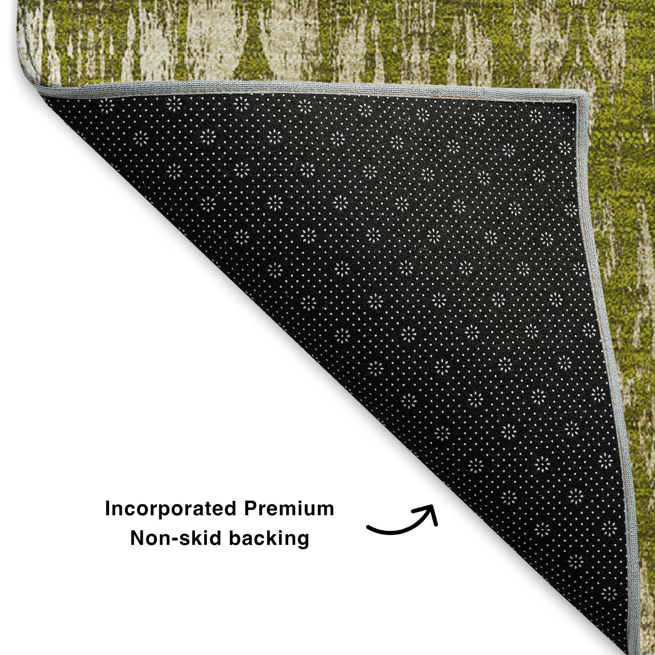 Lima Machine Washable Transitional Olive Green Rug 1'8" x 2'6" #shape_Rectangle