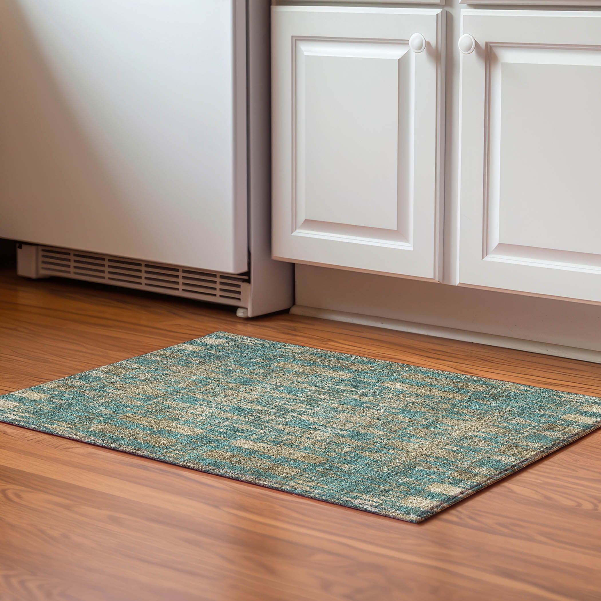 Lima Machine Washable Transitional Teal Rug 1'8" x 2'6" #shape_Rectangle