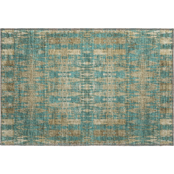 Lima Machine Washable Transitional Teal Rug 1'8" x 2'6"