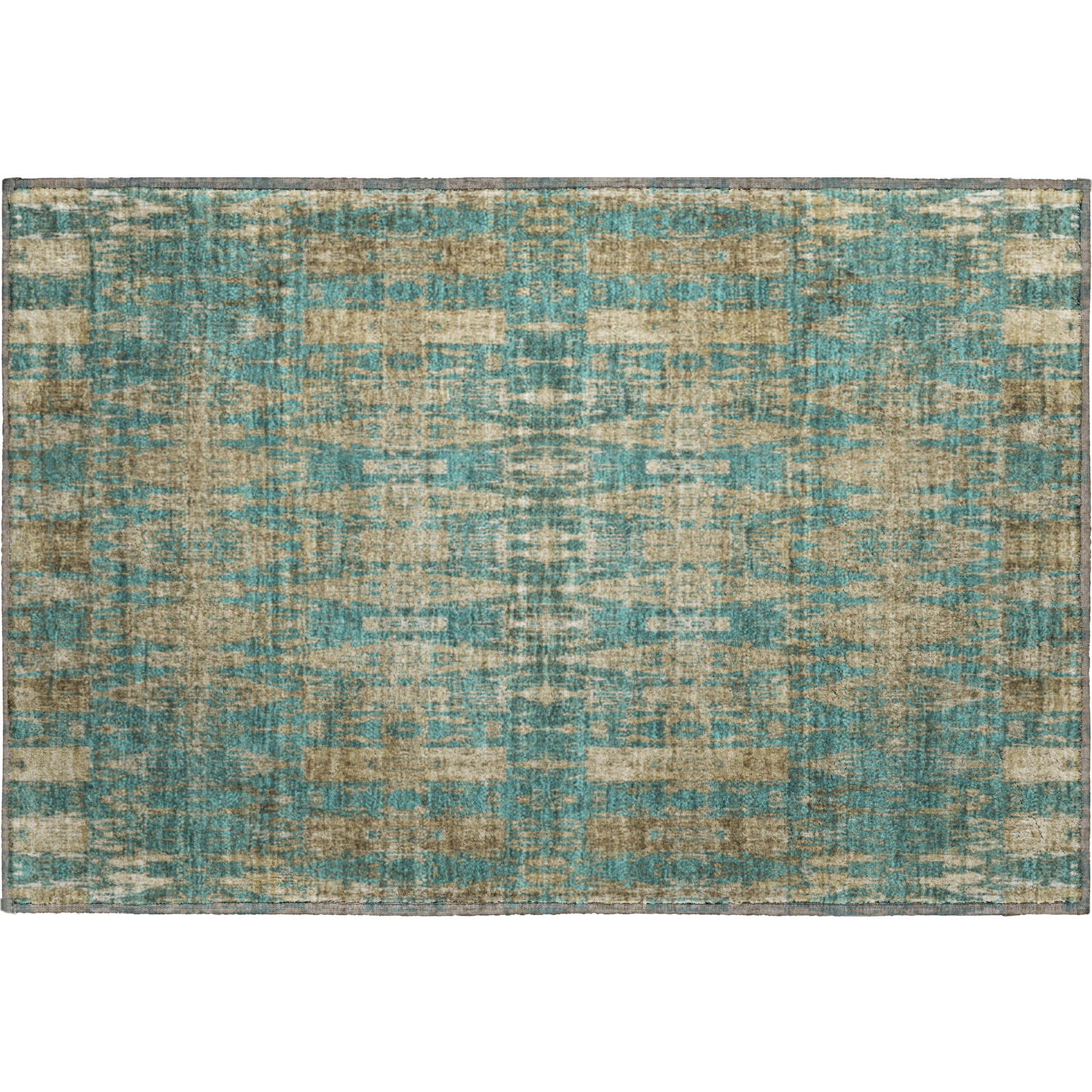 Lima Machine Washable Transitional Teal Rug 1'8" x 2'6" #shape_Rectangle