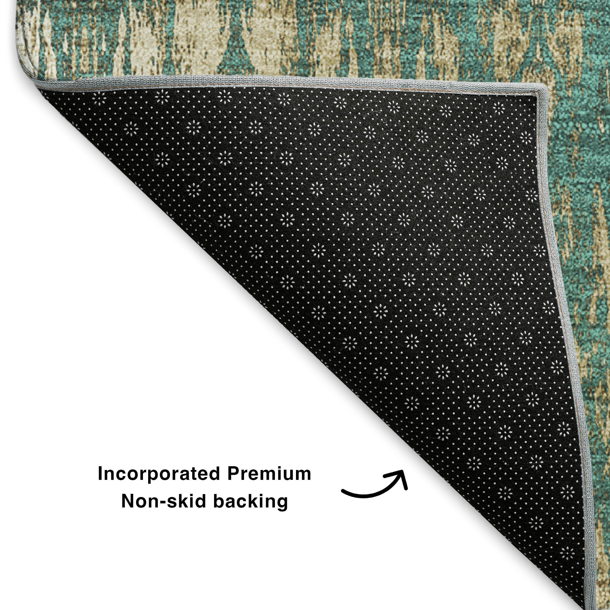 Lima Machine Washable Transitional Teal Rug 1'8" x 2'6" #shape_Rectangle
