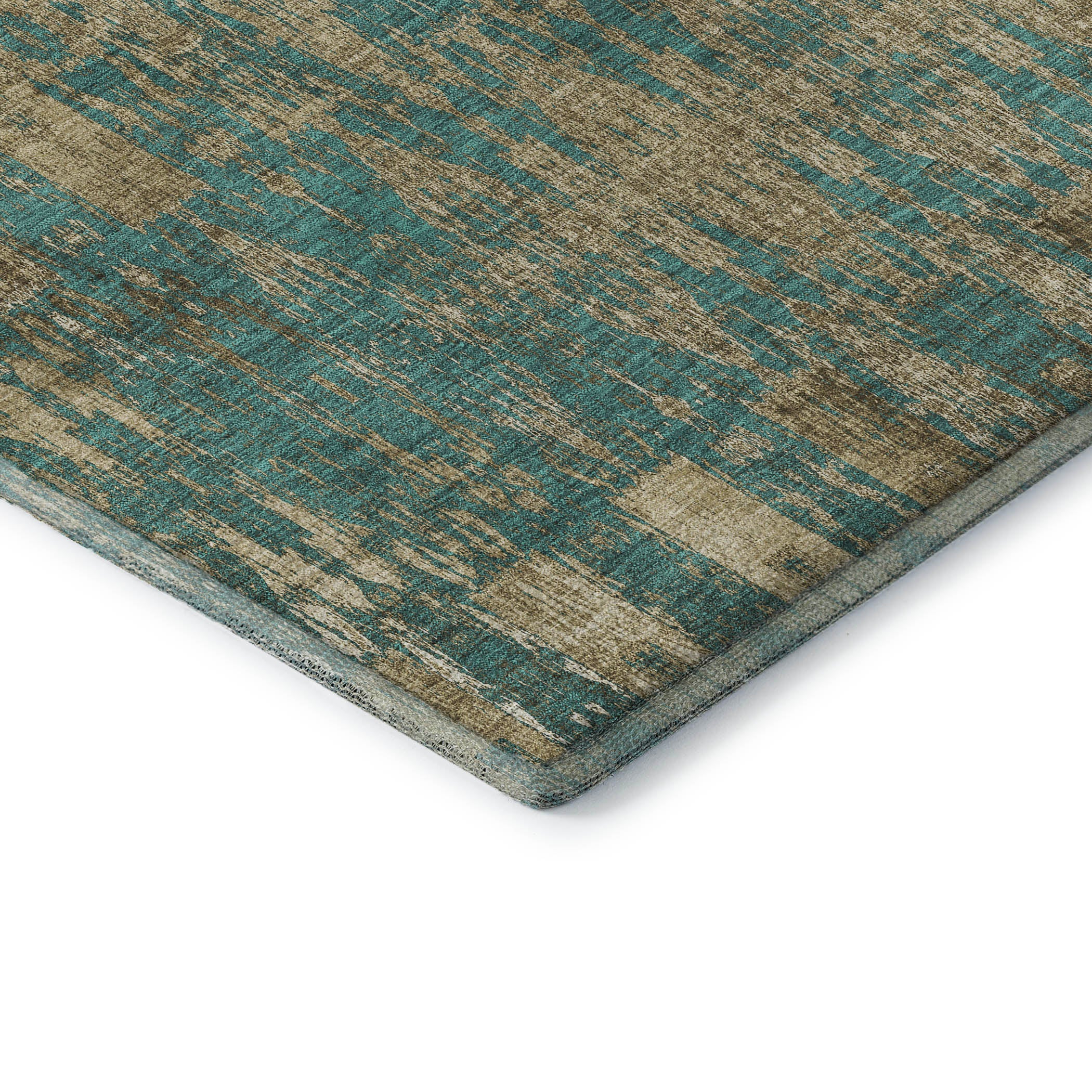 Lima Machine Washable Transitional Teal Rug 1'8" x 2'6" #shape_Rectangle