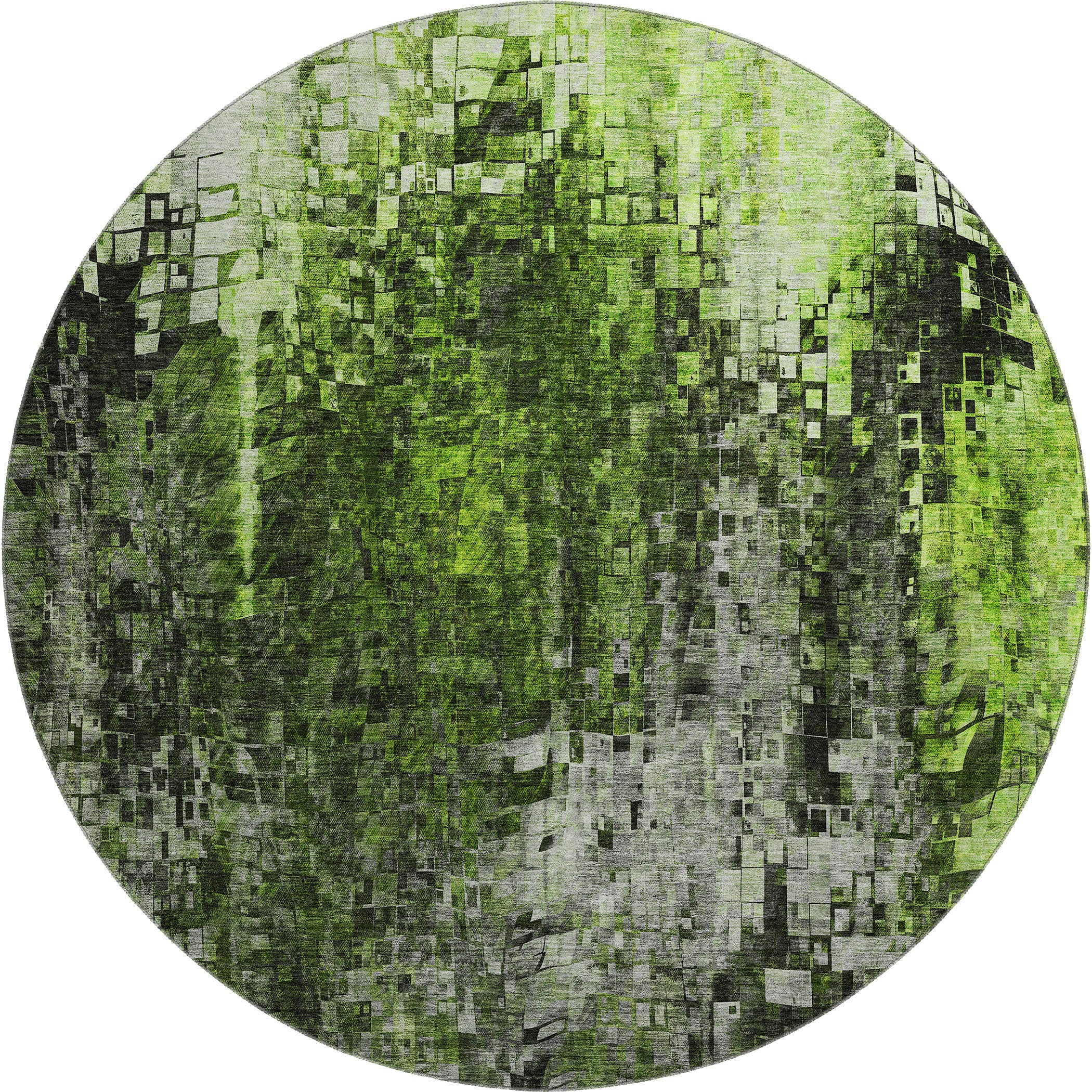 Dublin Machine Washable Transitional Green Rug 8' x 8' #shape_Round