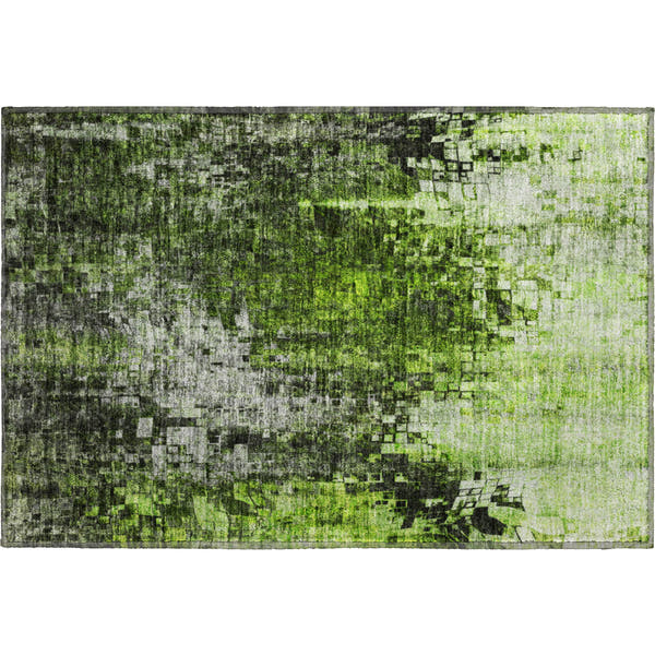 Dublin Machine Washable Transitional Green Rug 1'8" x 2'6"