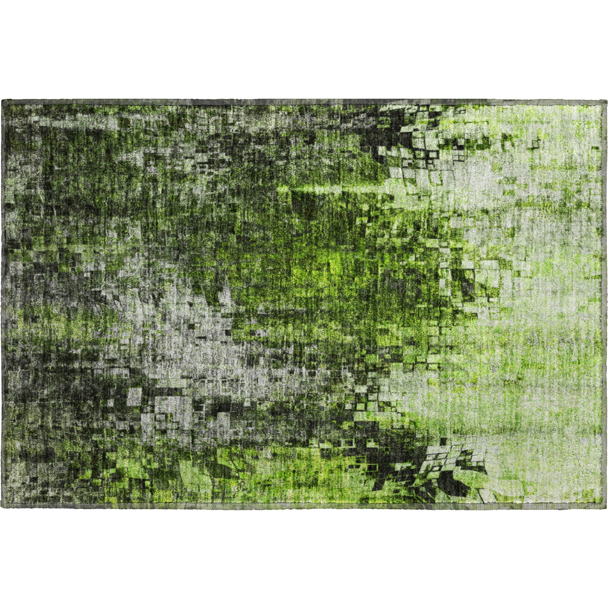 Dublin Machine Washable Transitional Green Rug 1'8" x 2'6" #shape_Rectangle