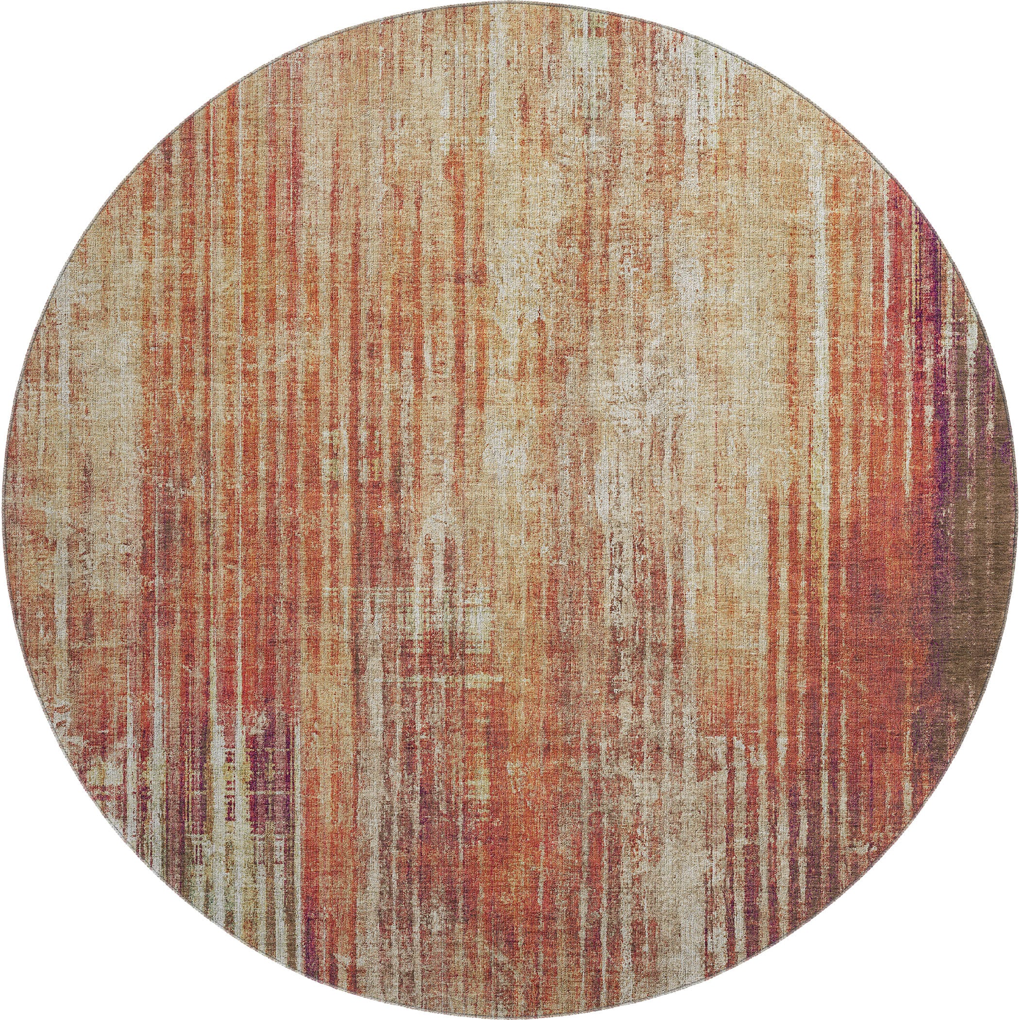 Bogota Machine Washable Transitional Paprika Orange Rug 8' x 8' #shape_Round