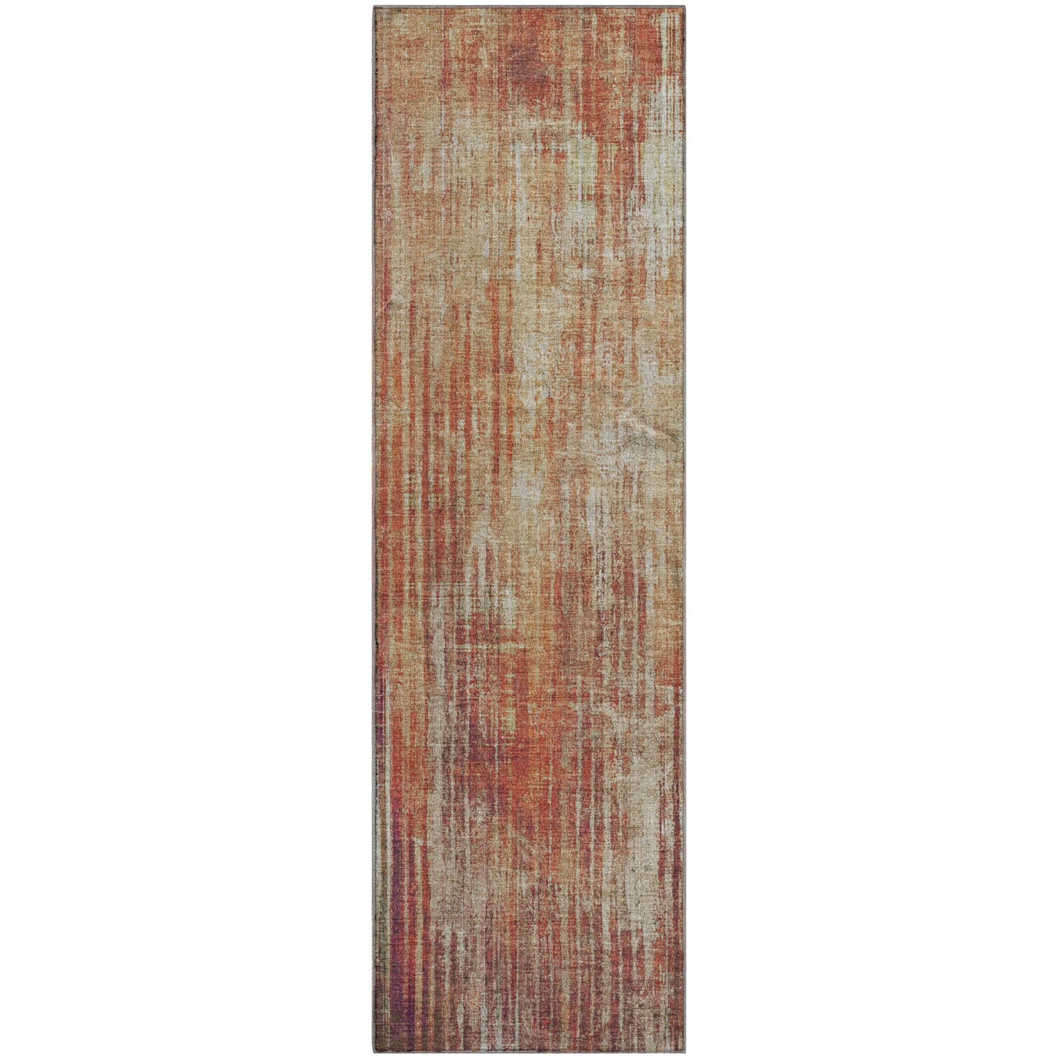 Bogota Machine Washable Transitional Paprika Orange Rug 2'3" x 7'6" #shape_Runner