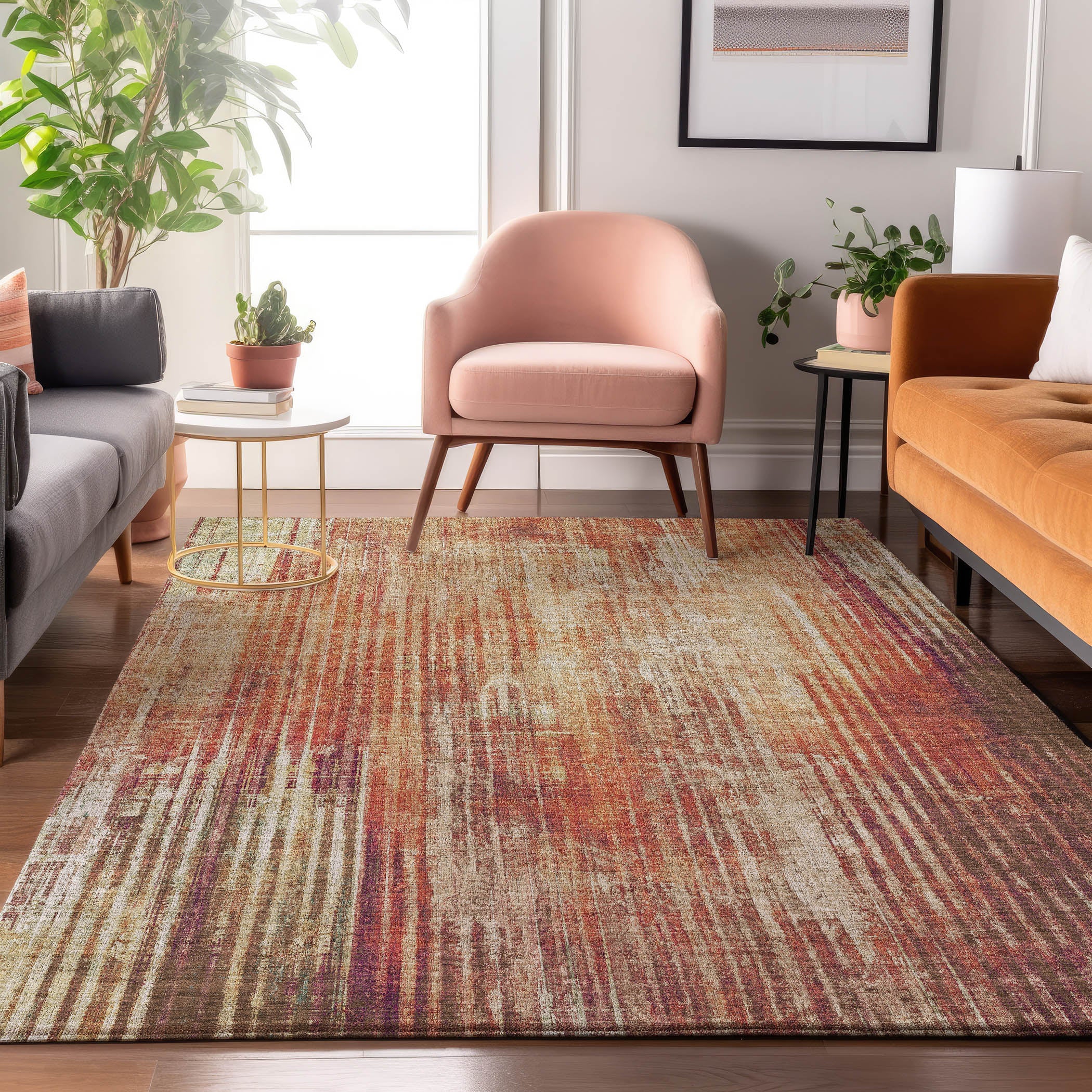 Bogota Machine Washable Transitional Paprika Orange Rug 2'6" x 3'10" #shape_Rectangle