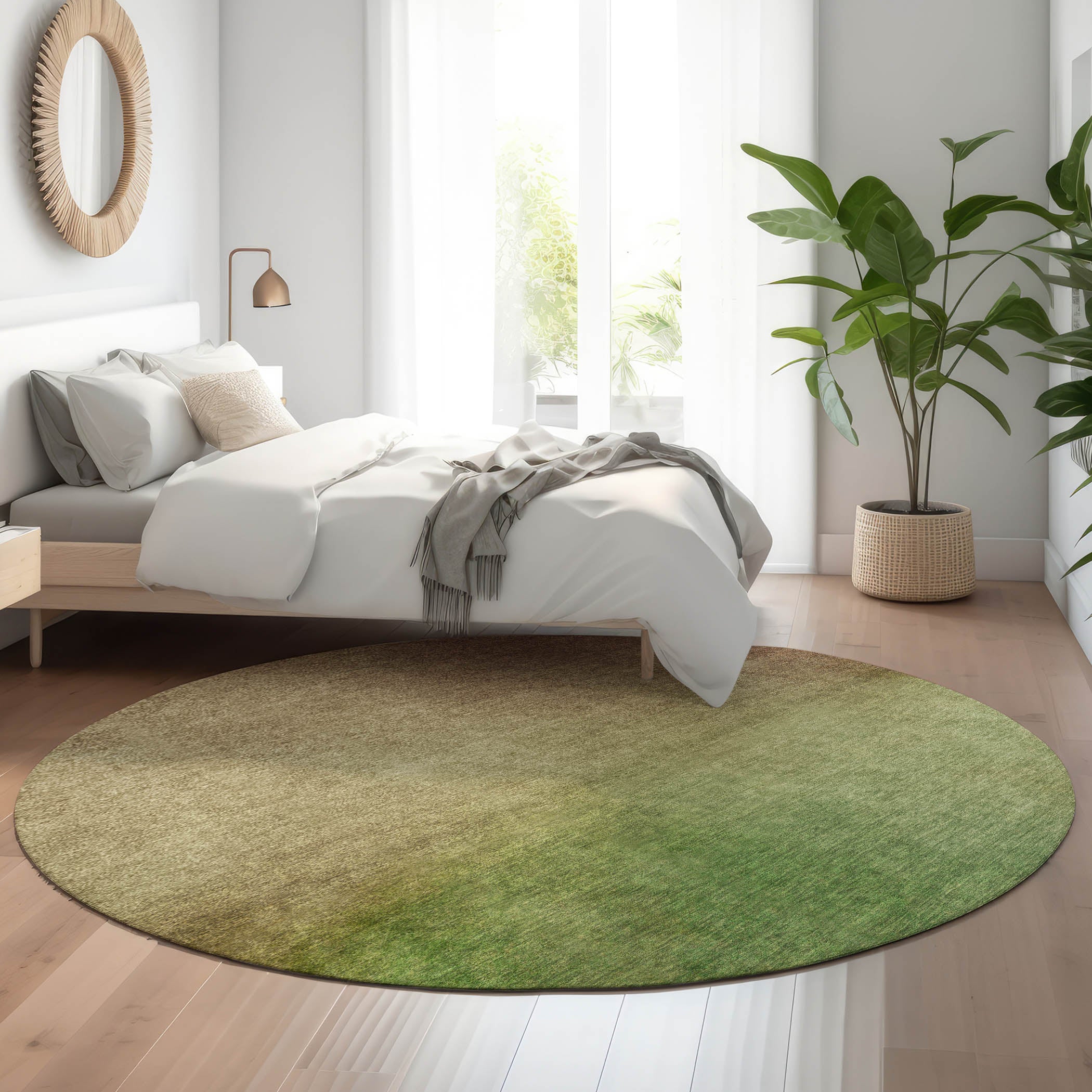 Mdina Machine Washable Transitional Blush Pink Rug 8' x 8' #shape_Round