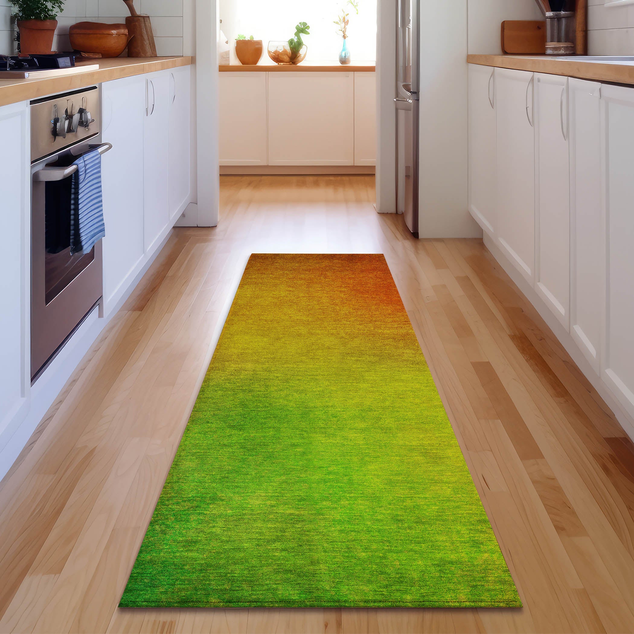 Mdina Machine Washable Transitional Terracotta Orange Rug 2'3" x 7'6" #shape_Runner