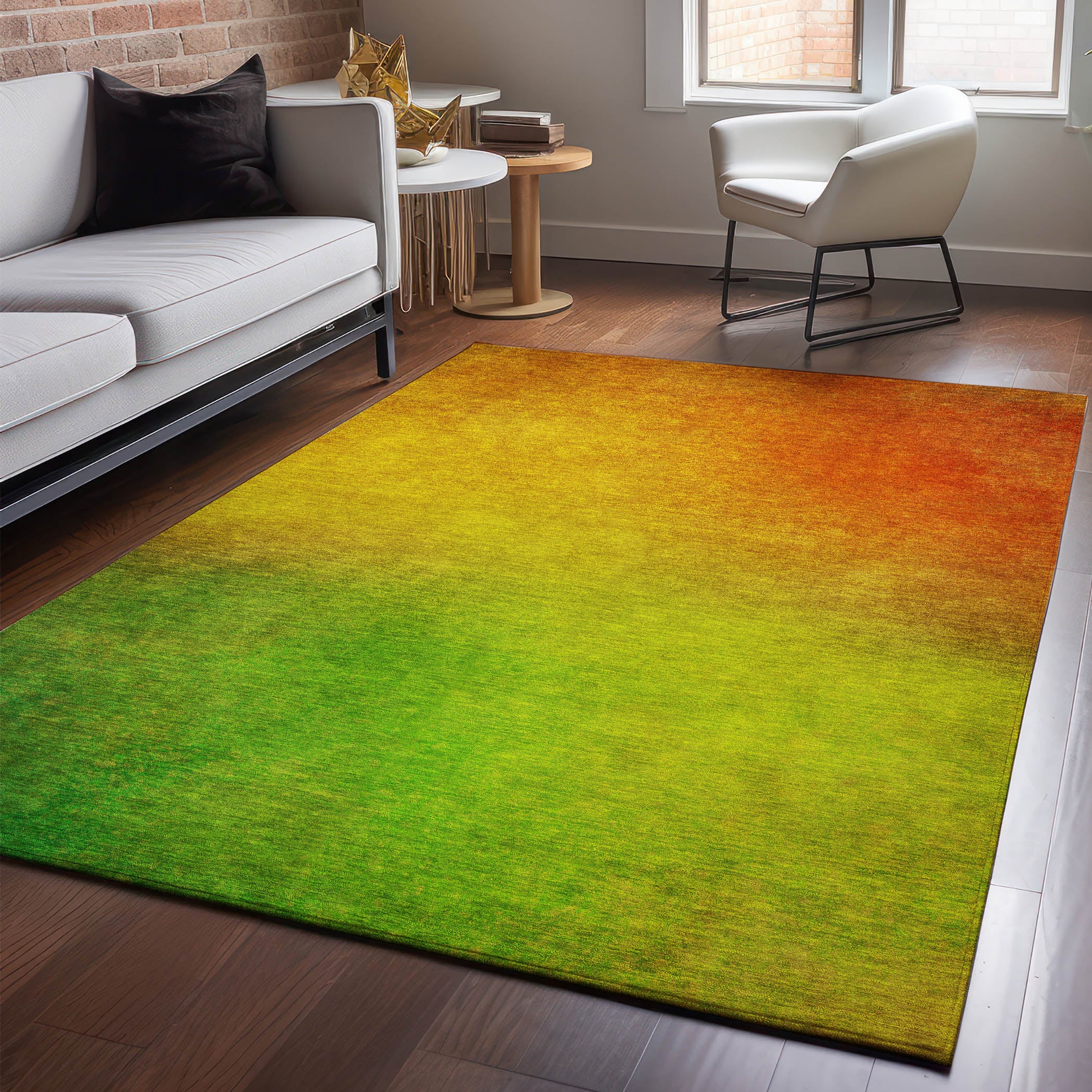 Mdina Machine Washable Transitional Terracotta Orange Rug 2'6" x 3'10" #shape_Rectangle