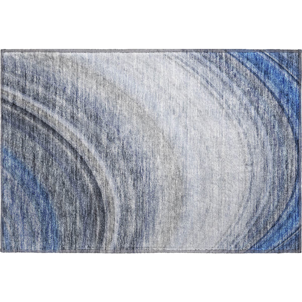 Mdina Machine Washable Transitional Blue Rug 1'8" x 2'6"