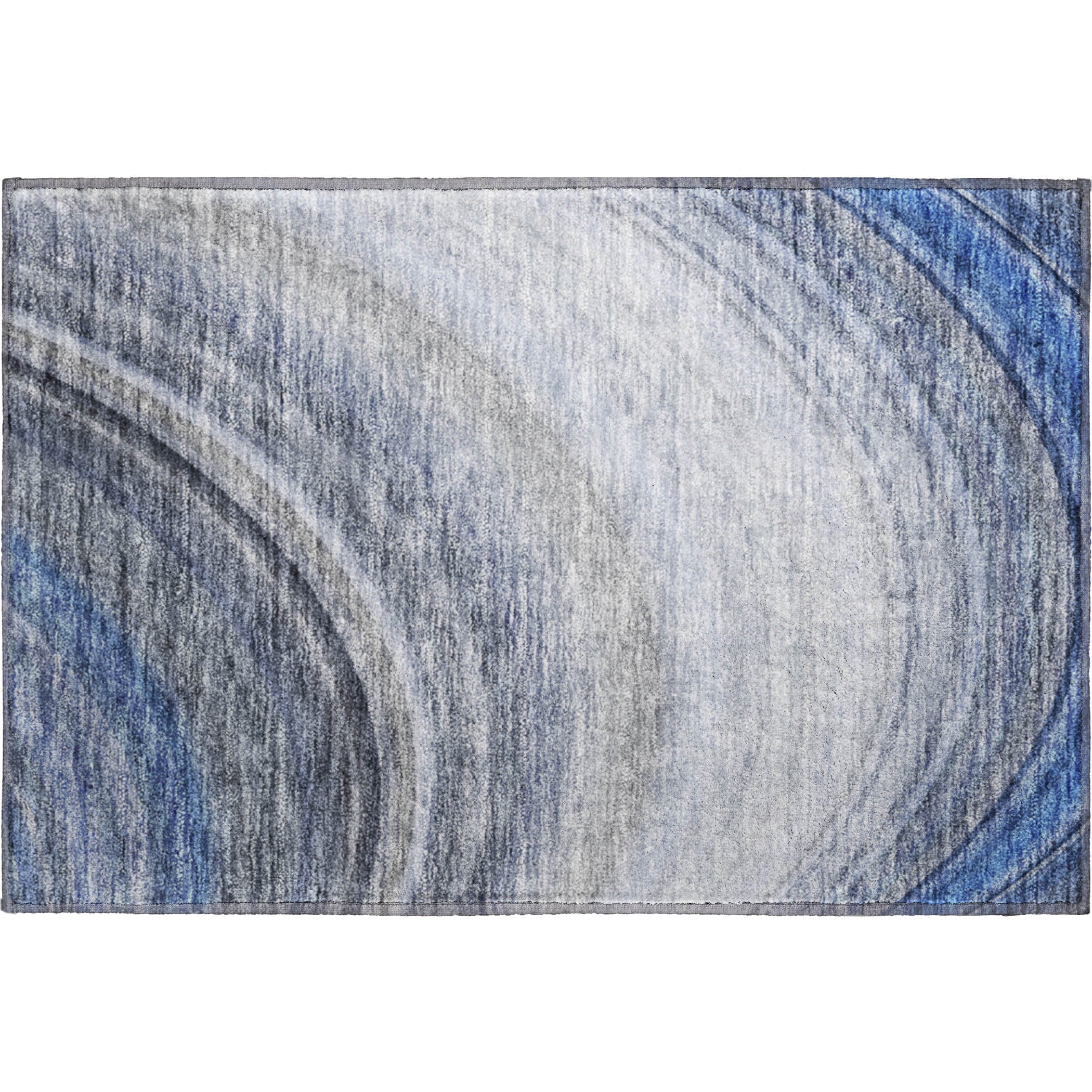 Mdina Machine Washable Transitional Blue Rug 1'8" x 2'6" #shape_Rectangle